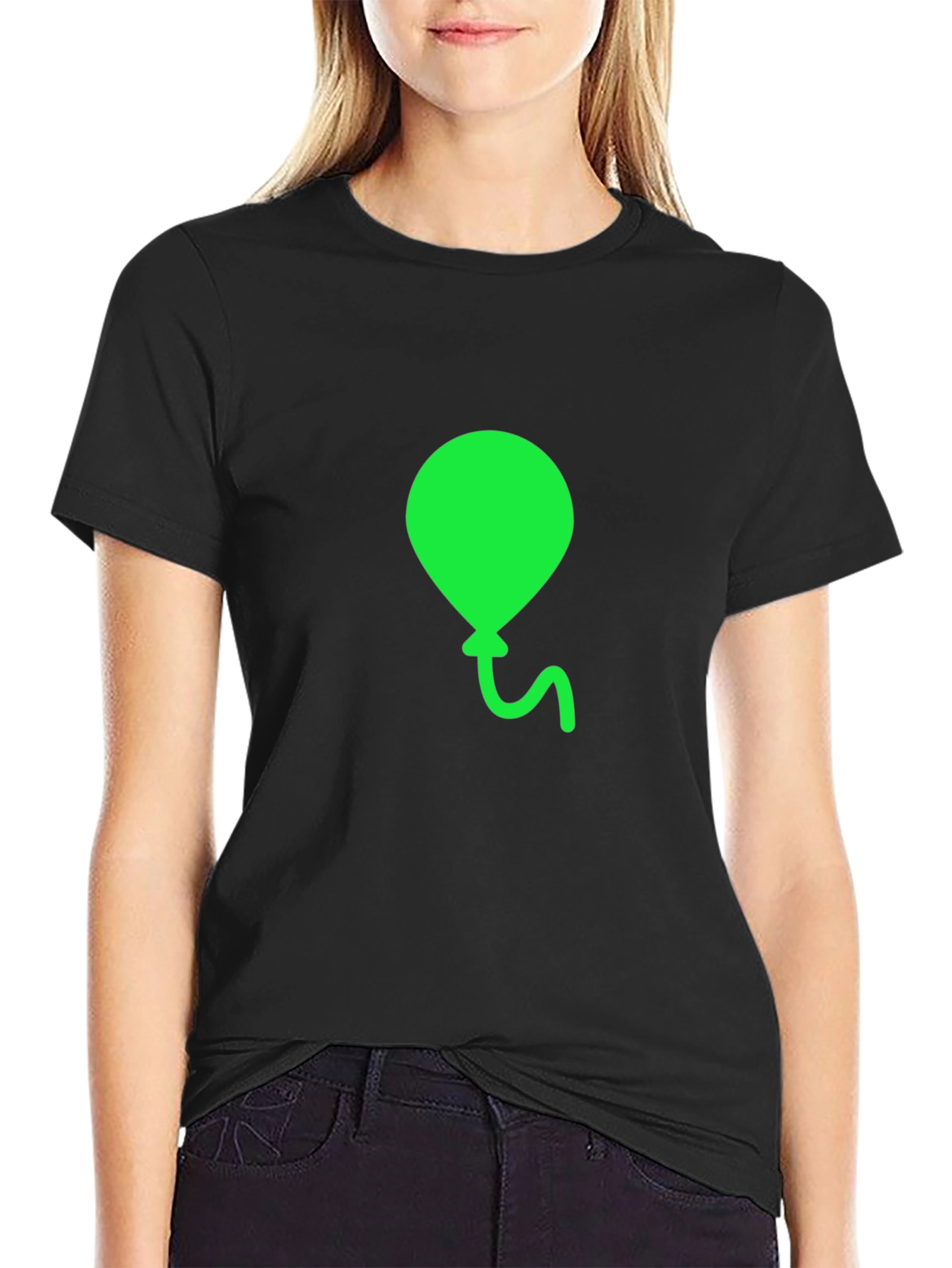 Black Green Balloon Graphic Tee - Casual Comfort view 2