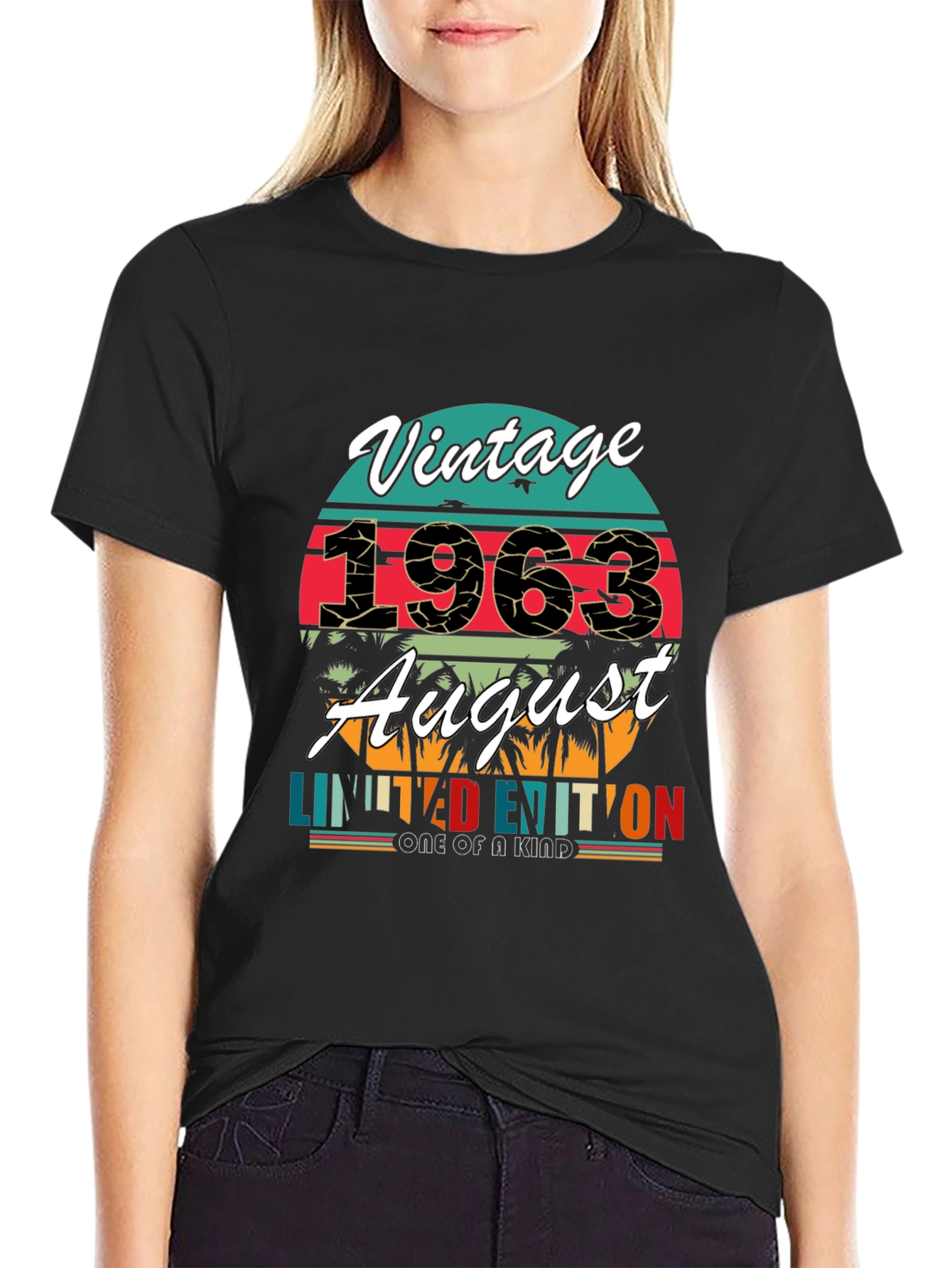 Black Vintage 1963 August Limited Edition T-Shirt view 2