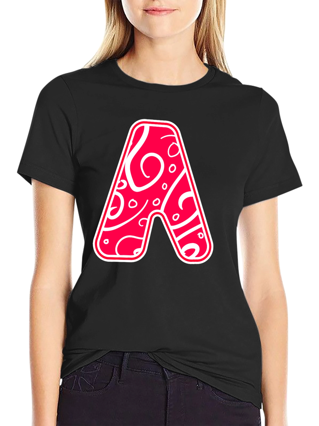 Black Funky Letter A Graphic Tee view 2