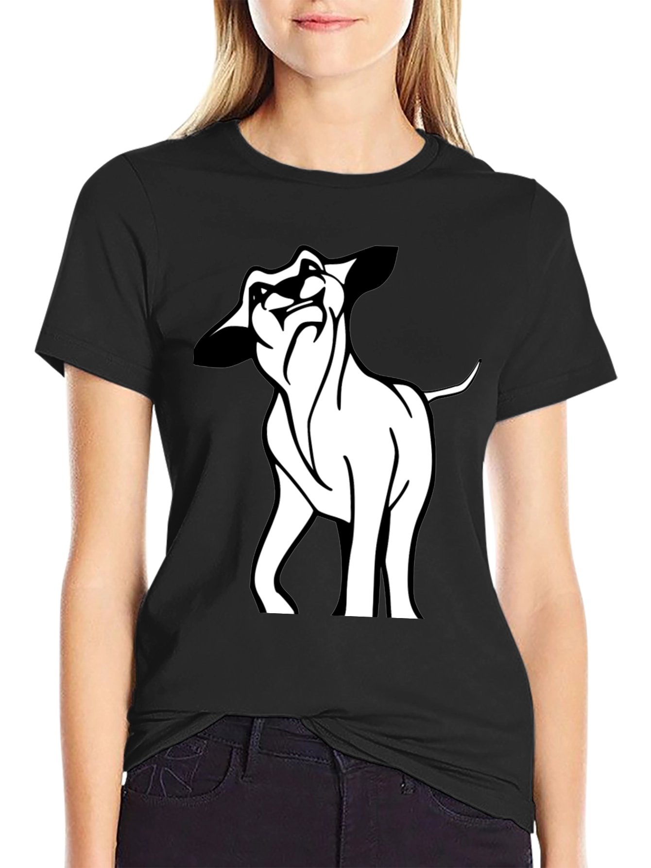 Black Cool Lion Graphic Black T-Shirt view 2