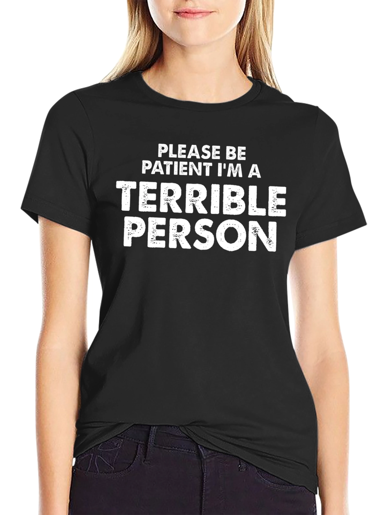 Black Terrible Person Graphic T-Shirt - Funny Sarcastic Tee view 2