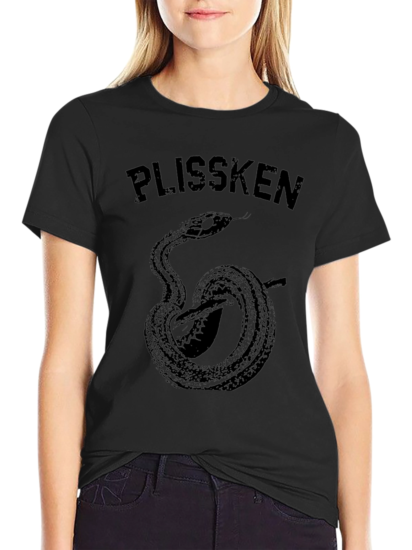 Black Plissken Snake Graphic T-Shirt - Black view 2