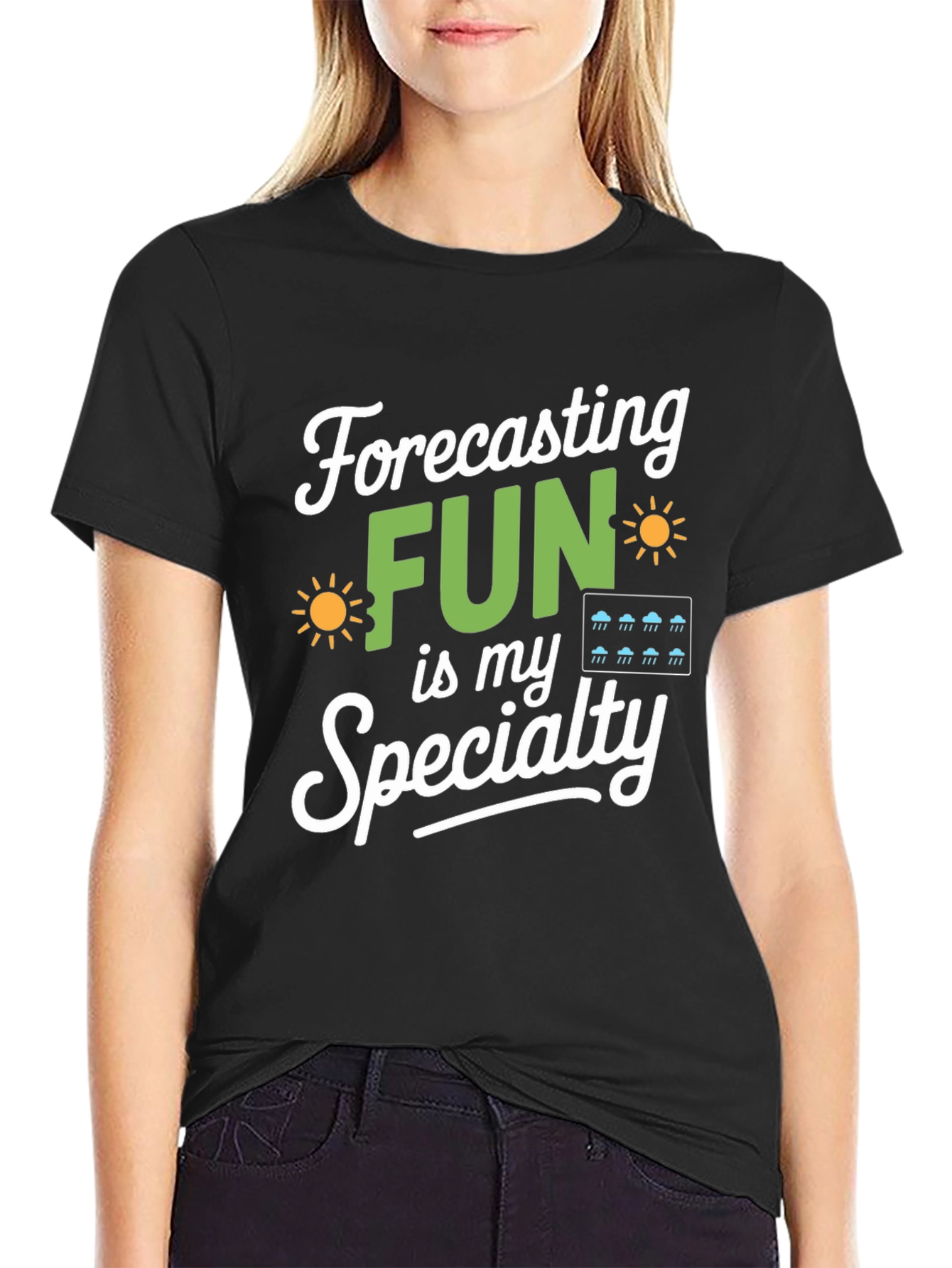 Black Forecasting Fun T-Shirt Weather Lover Gift view 2
