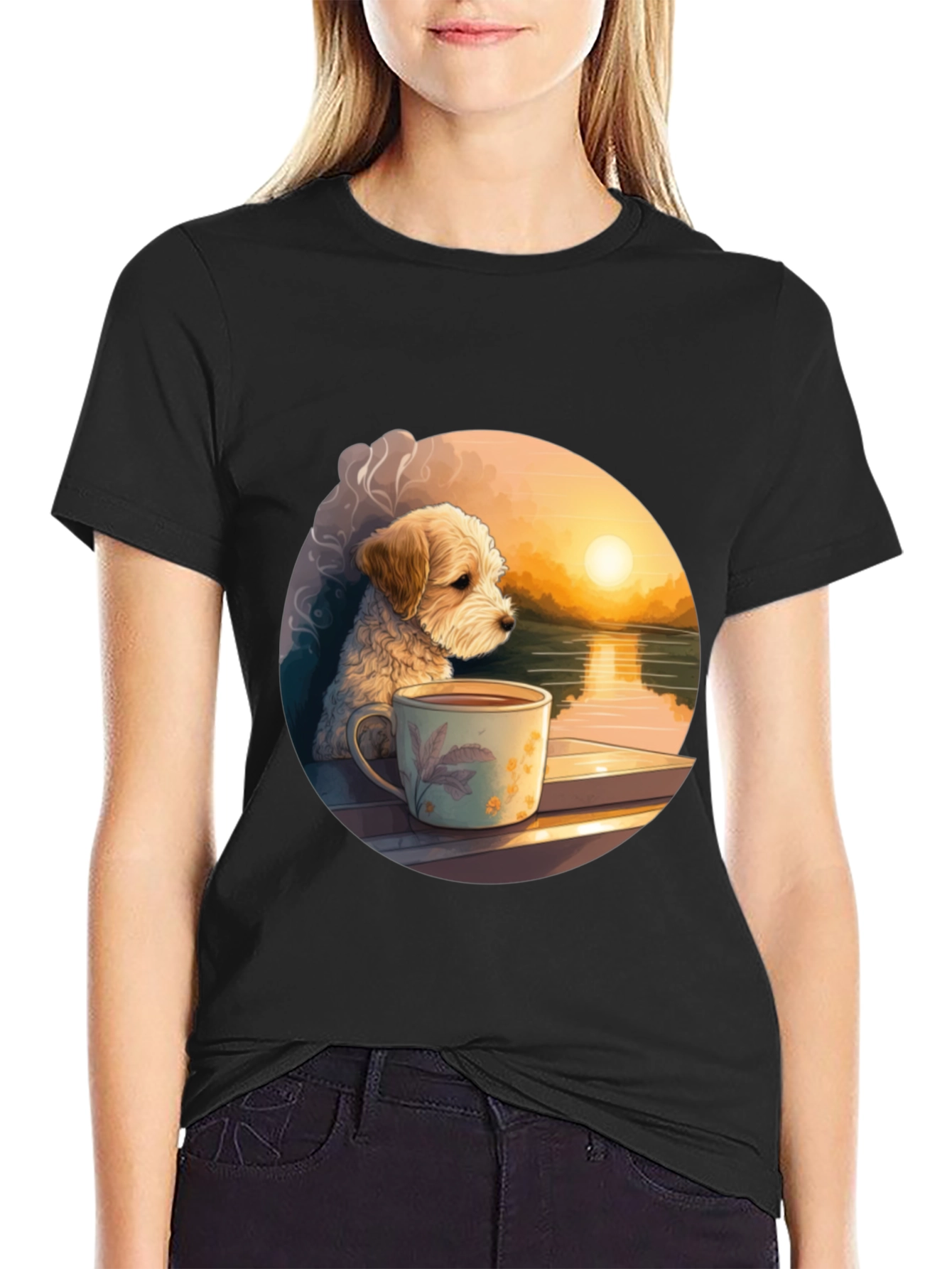 Black Dog & Coffee Sunset Graphic Tee view 2