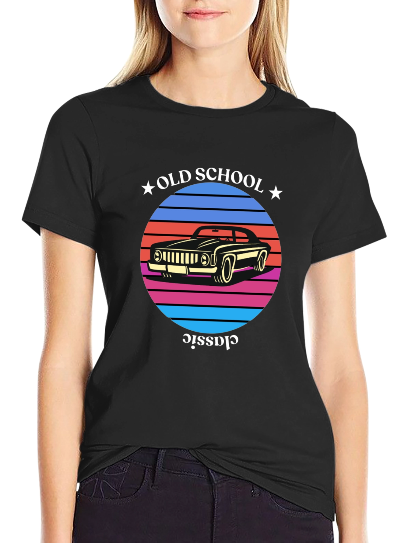 Black Old School Classic Car T-Shirt view 2