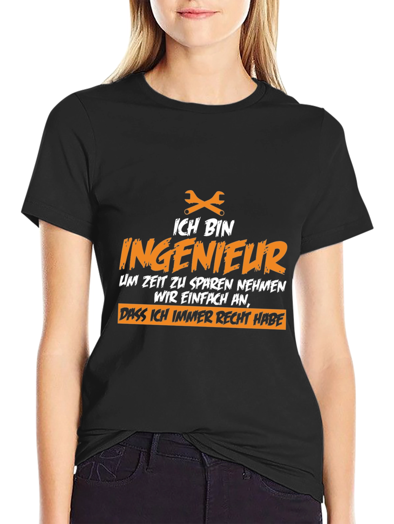 Black Ich Bin Ingenieur T-Shirt - Engineer Humor Tee view 2