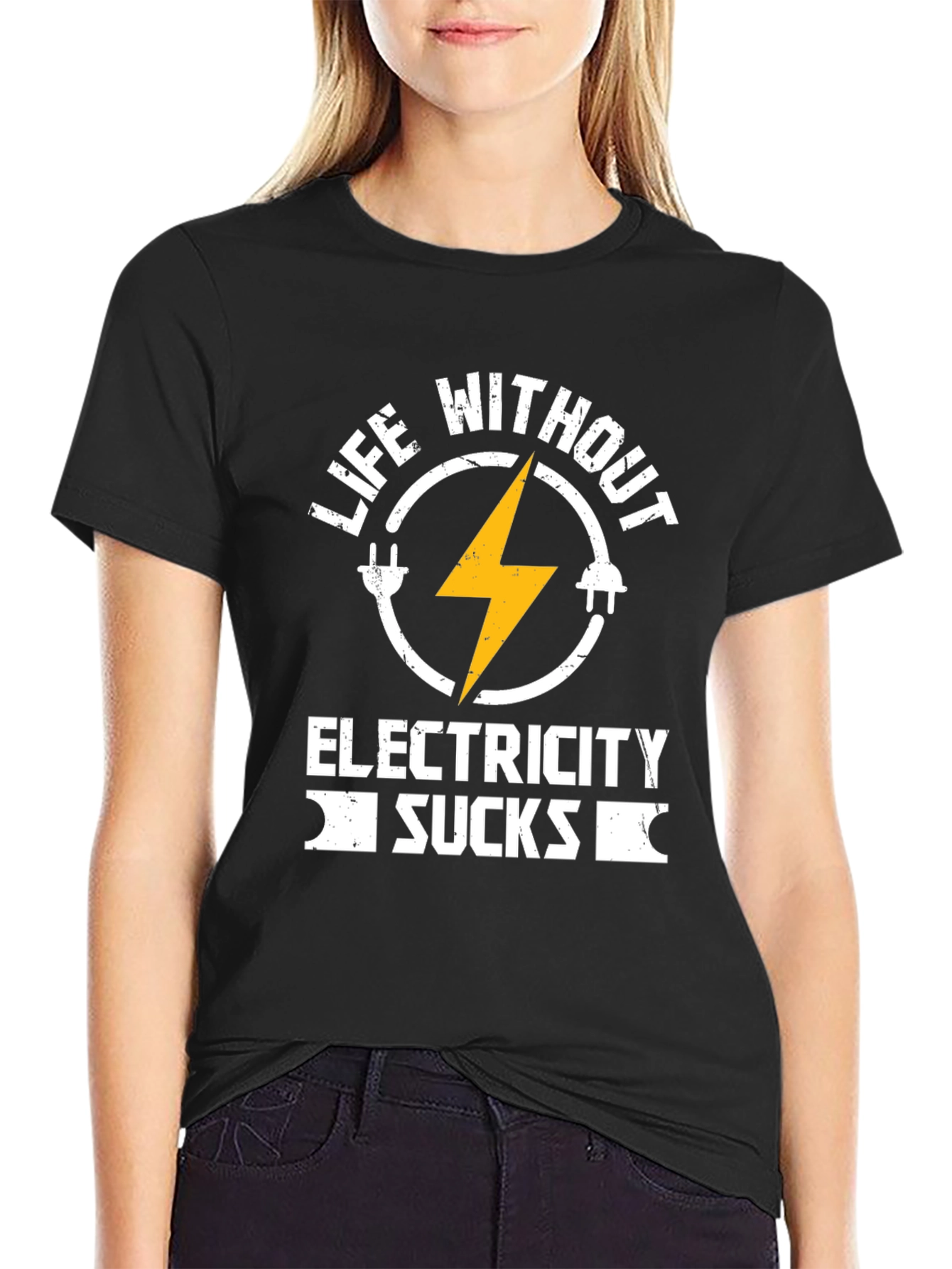 Black Life Without Electricity Sucks T-Shirt view 2