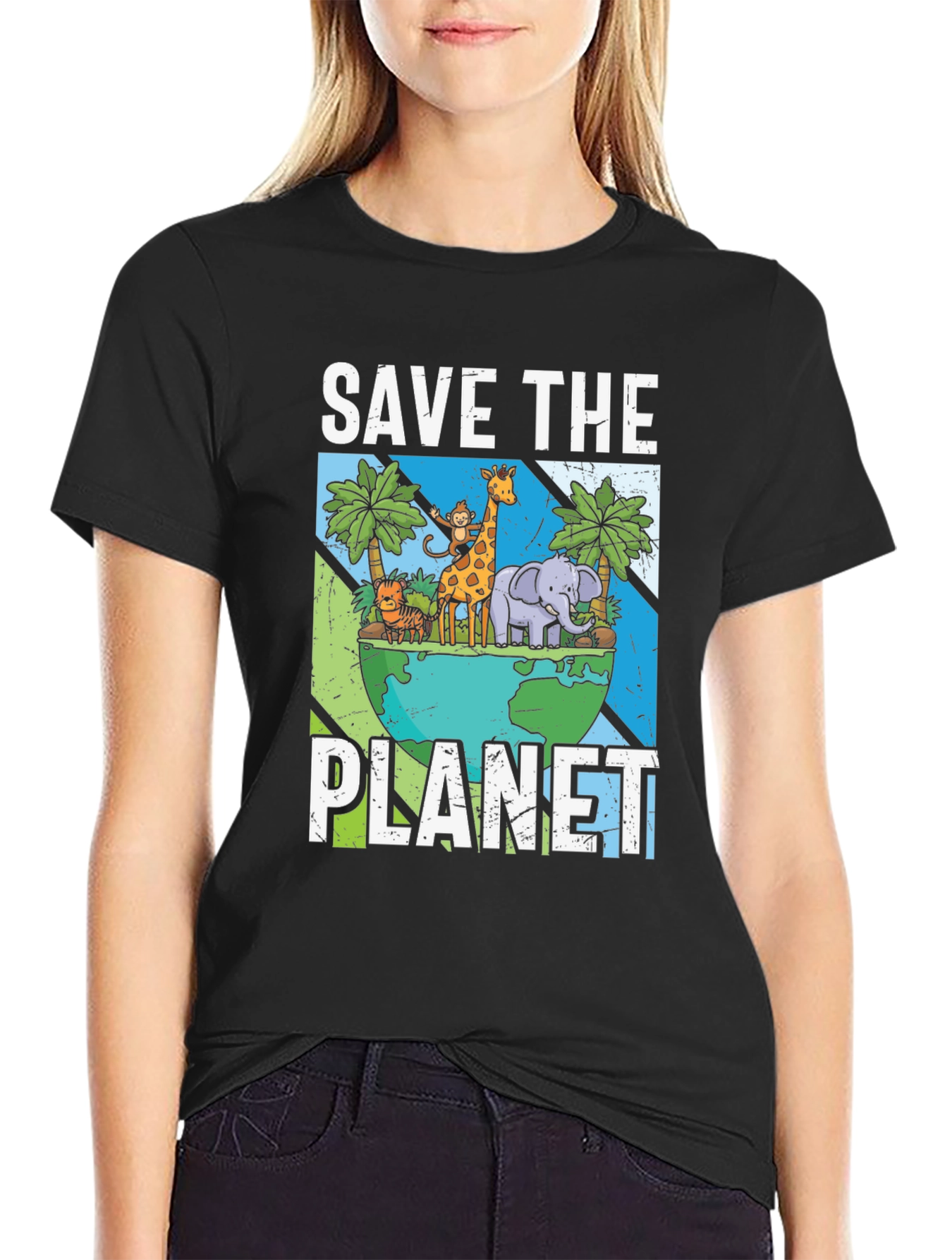 Black Save The Planet Graphic T-Shirt view 2