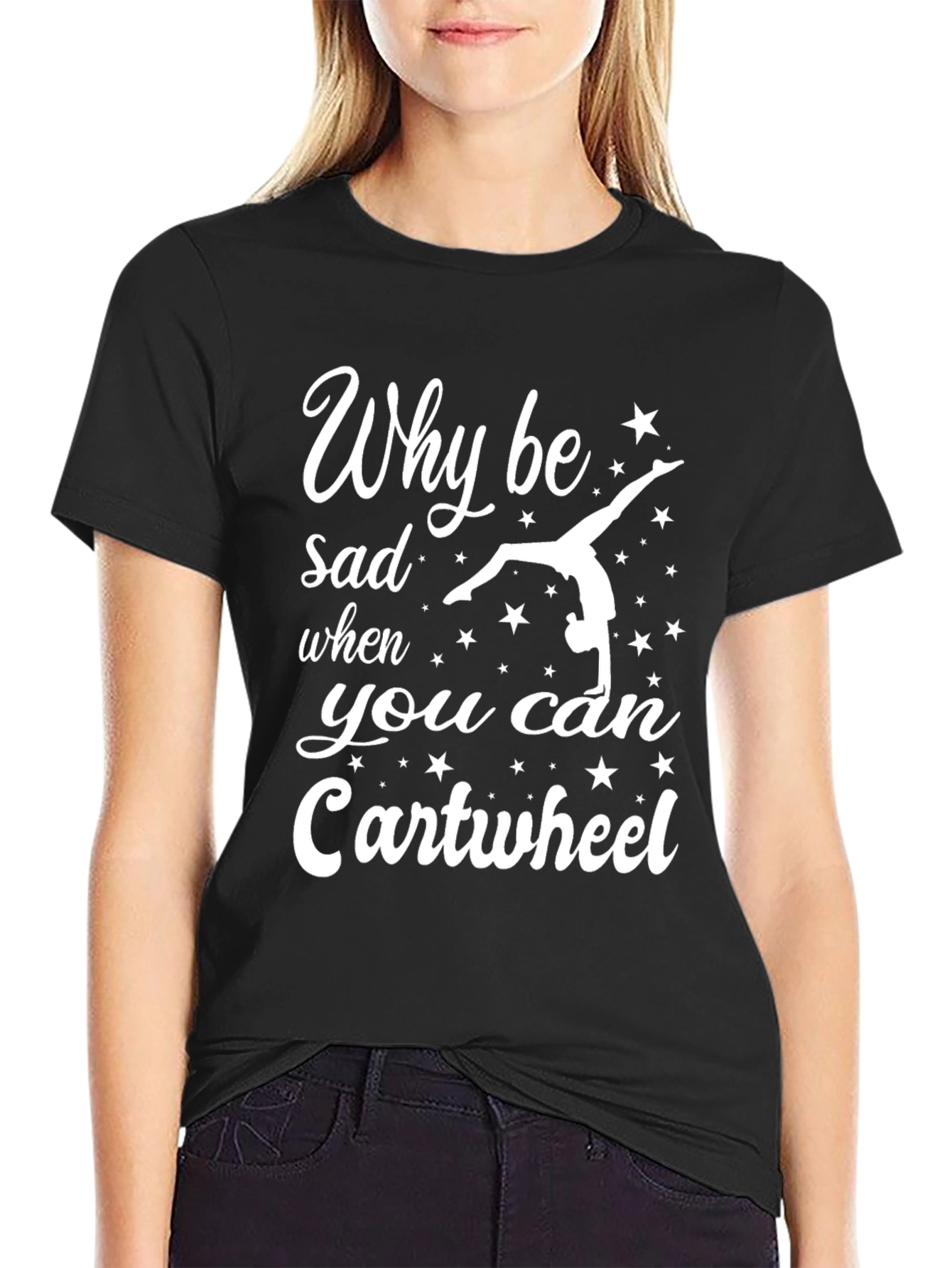 Black Why Be Sad Cartwheel Tee view 2