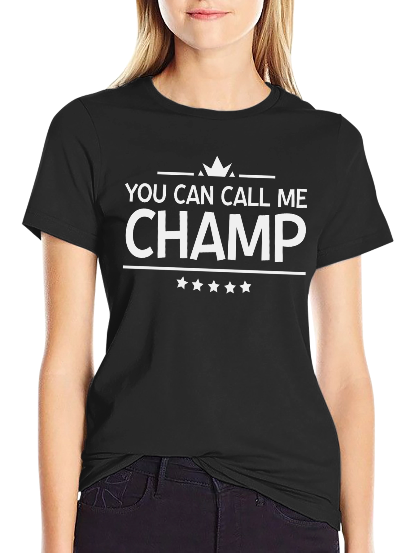 Black You Can Call Me Champ Graphic T-Shirt view 2