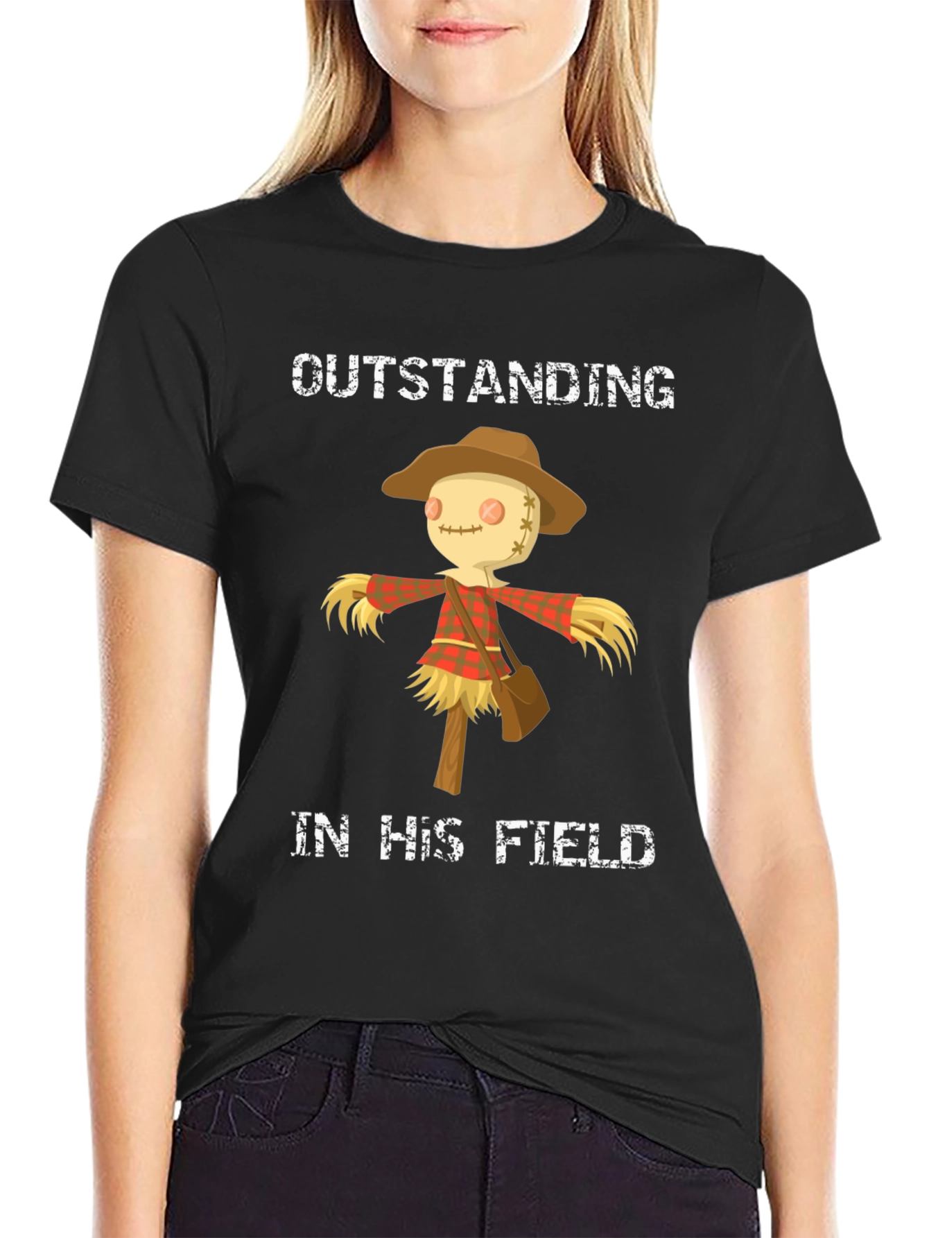 Black Outstanding in His Field T-Shirt view 2