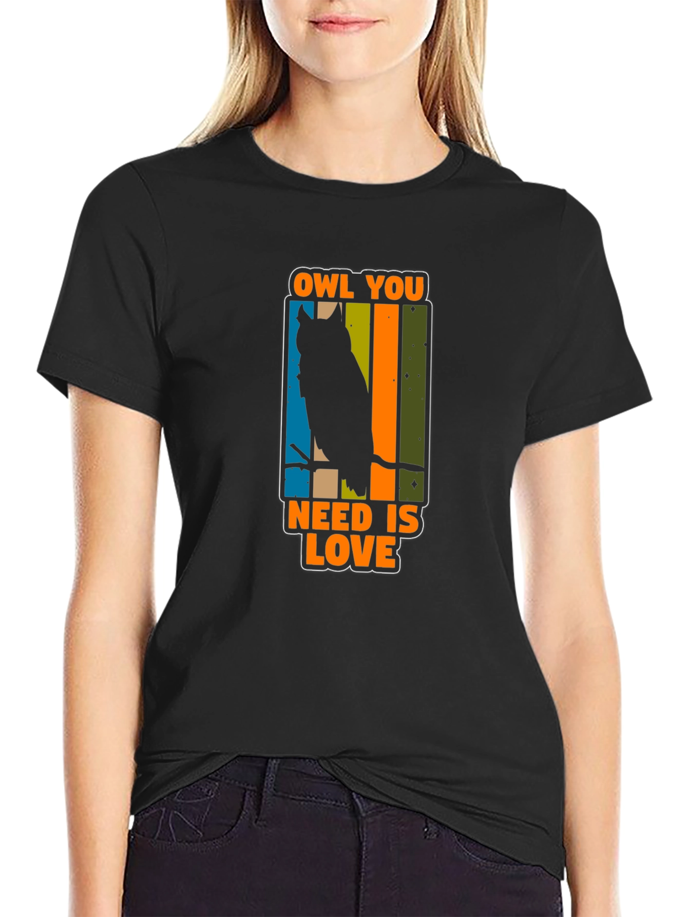 Black Owl You Need Is Love T-Shirt view 2
