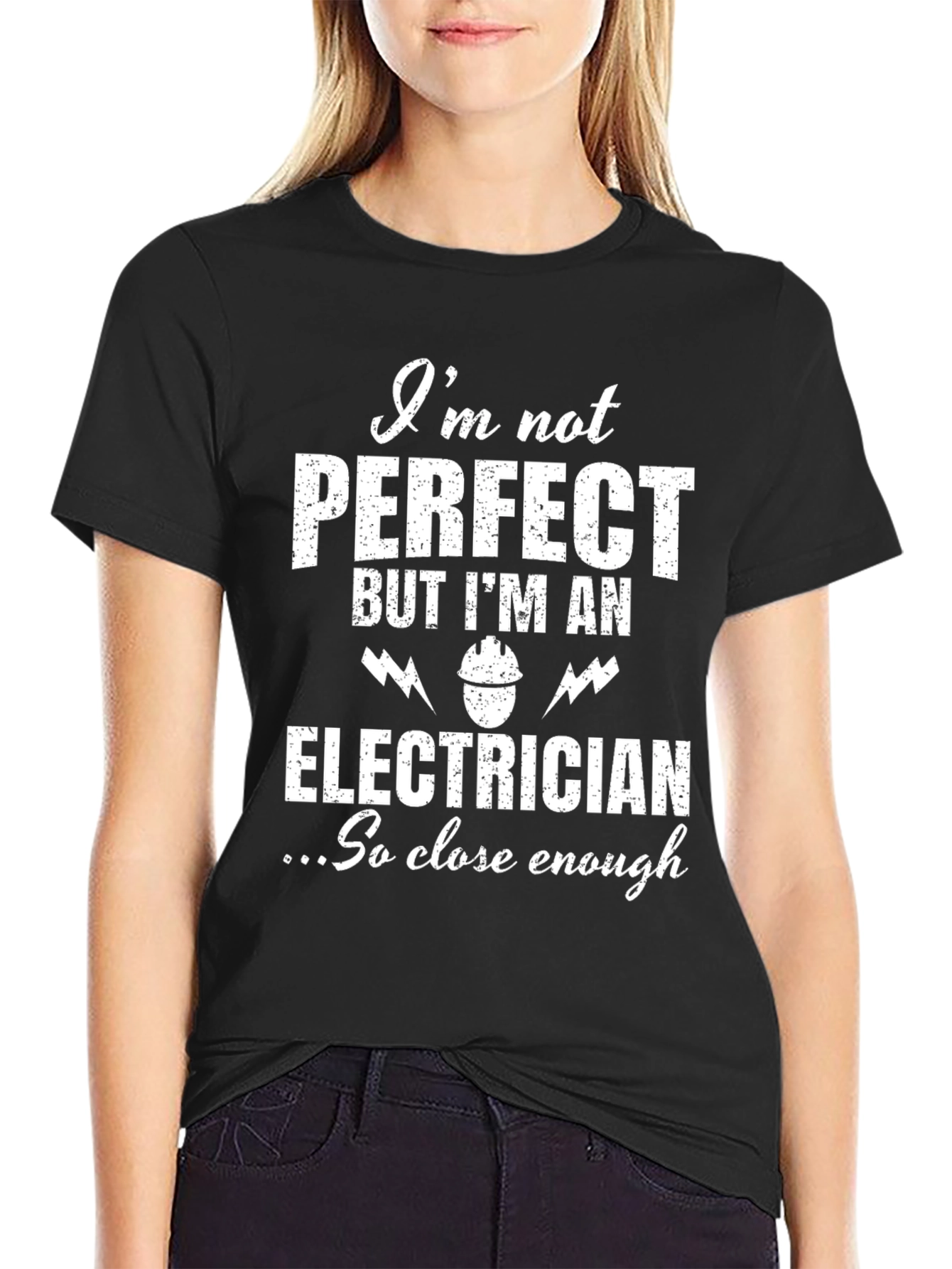 Black Electrician T-Shirt - I'm Not Perfect view 2