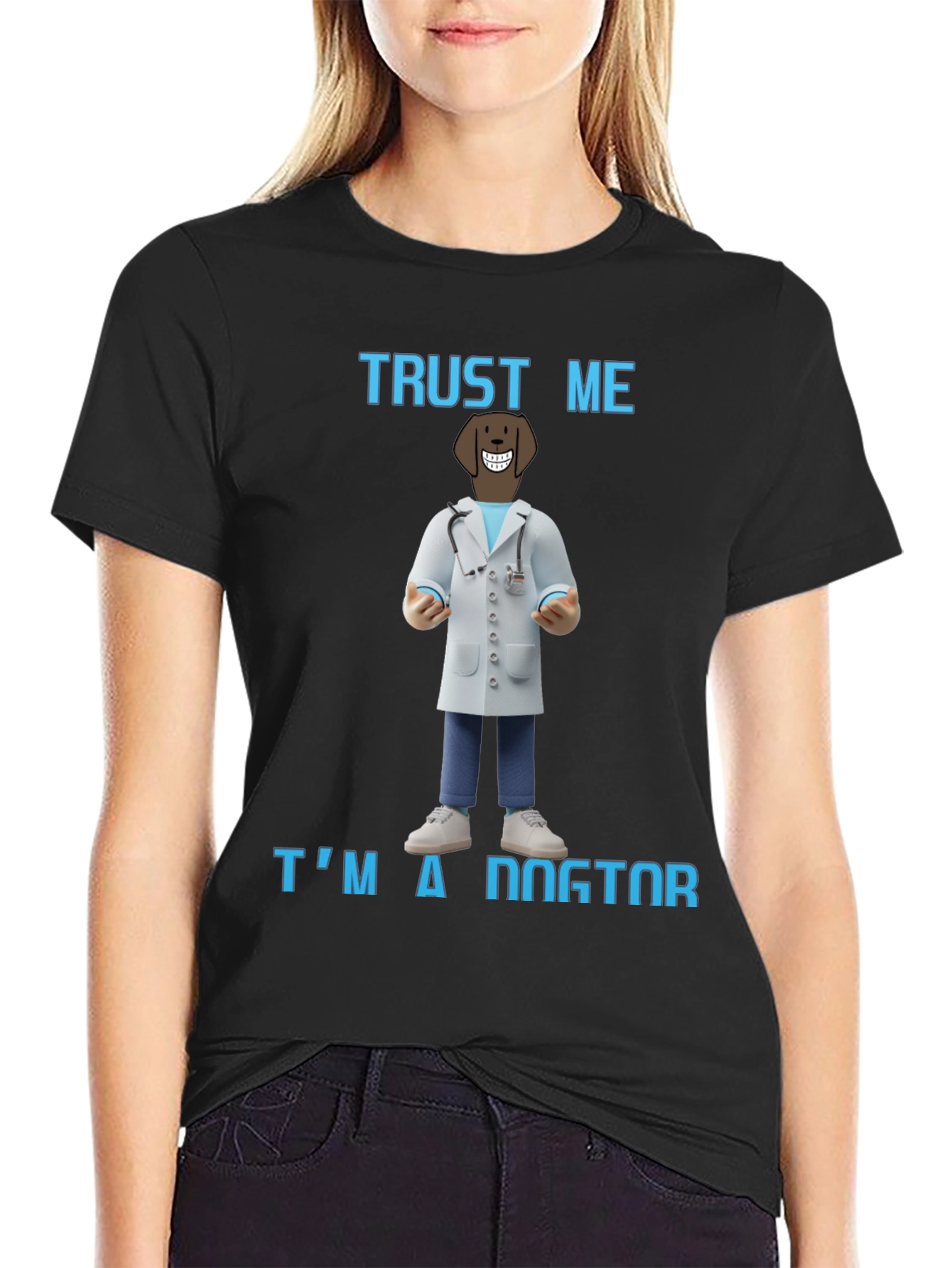 Black Trust Me I'm A Dogtor T-Shirt view 2