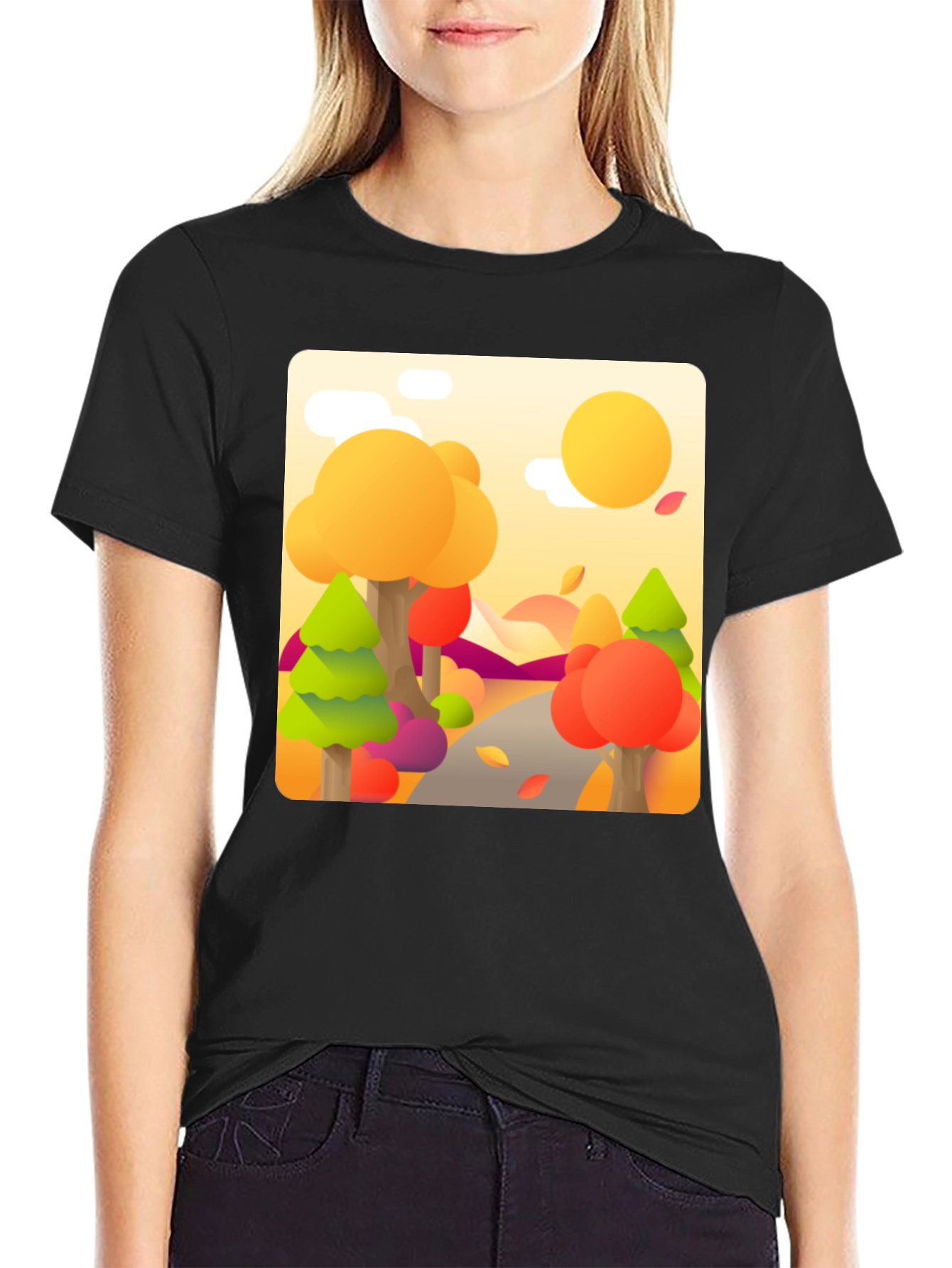 Black Fall Landscape Graphic Tee - Black view 2