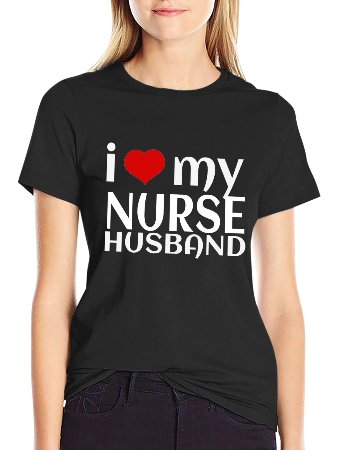 Black I Love My Nurse Husband Black Graphic Tee view 2