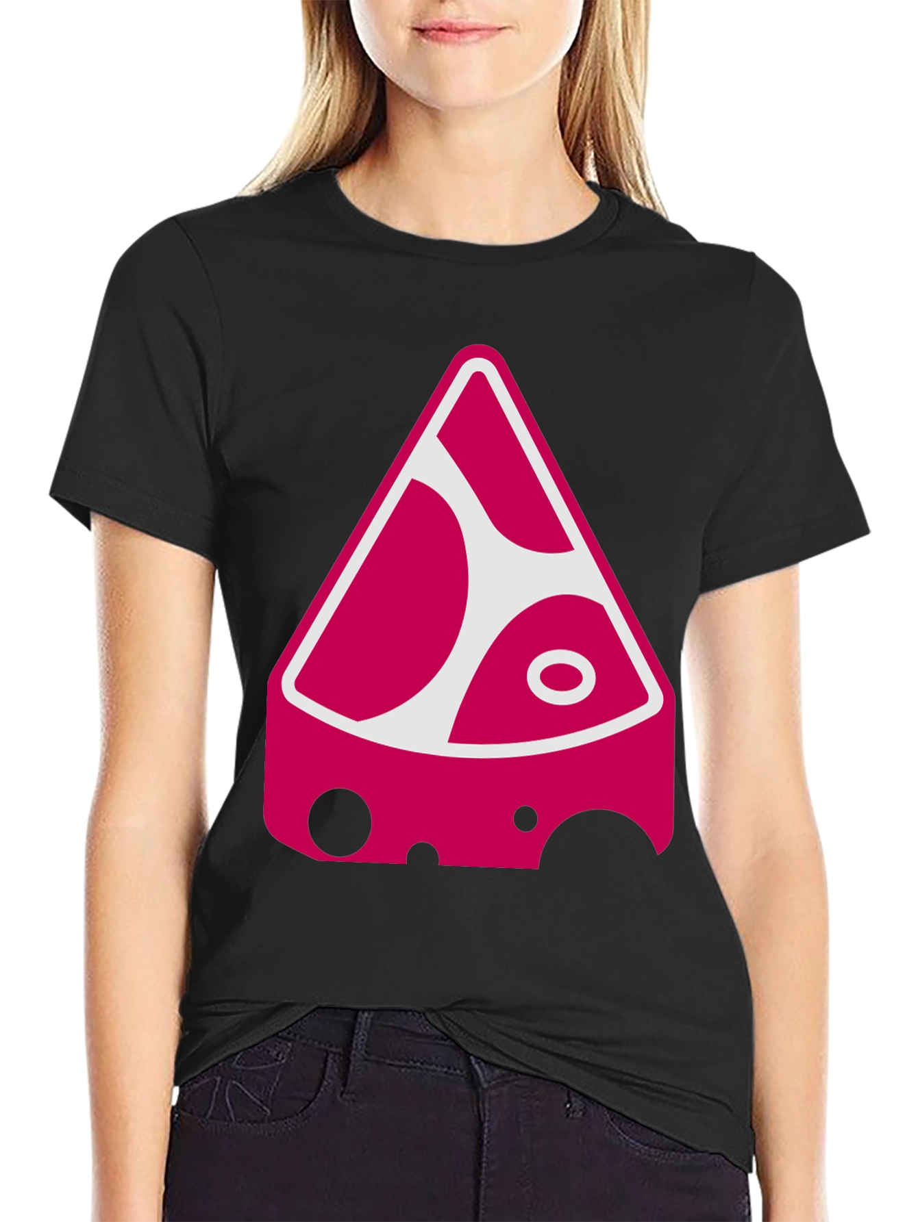 Black Funky Cheese Graphic Tee - Black Cotton Blend Shirt view 2