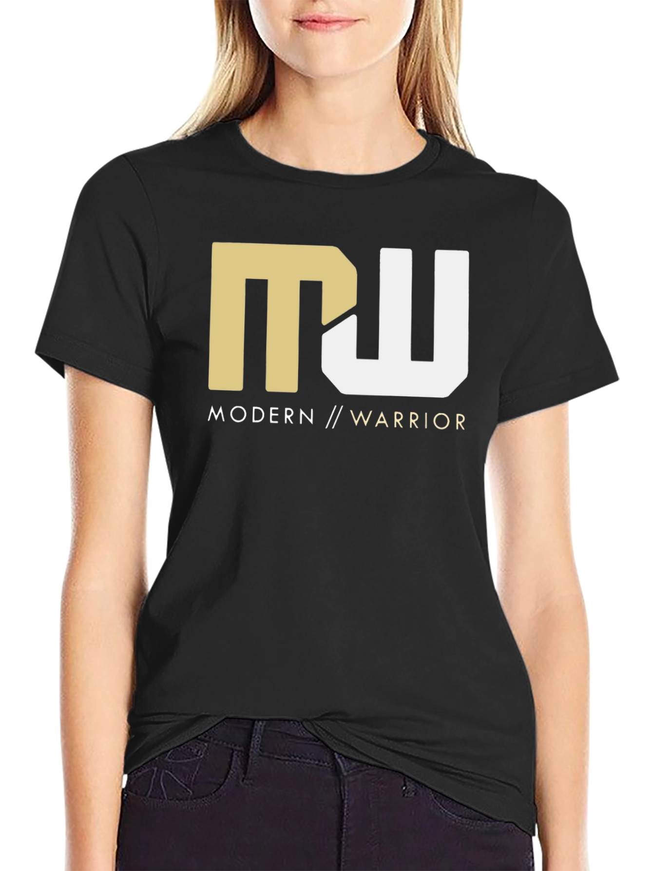 Black Modern Warrior Graphic Tee - Black view 2