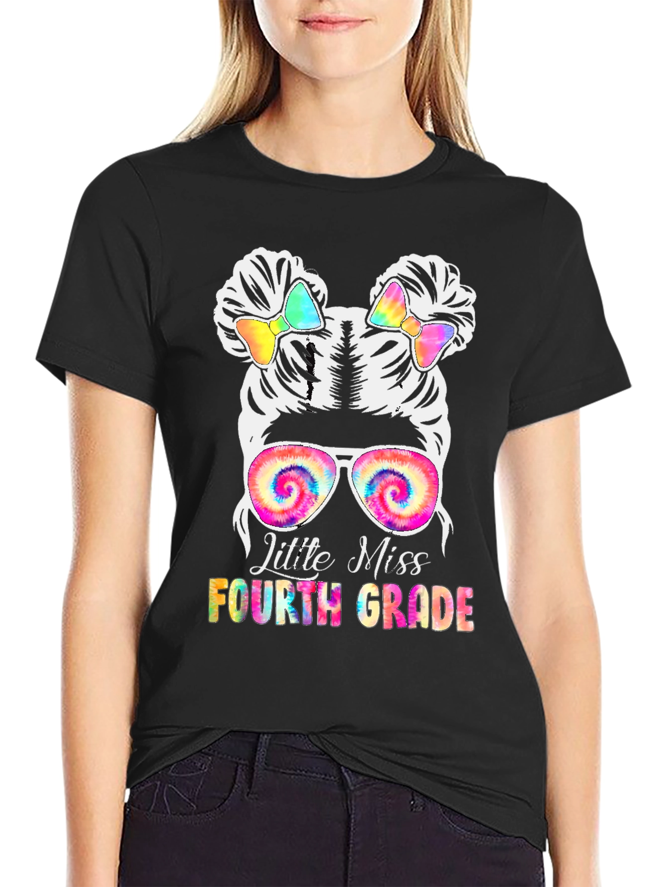 Black Cute Fourth Grade Teacher T-Shirt view 2