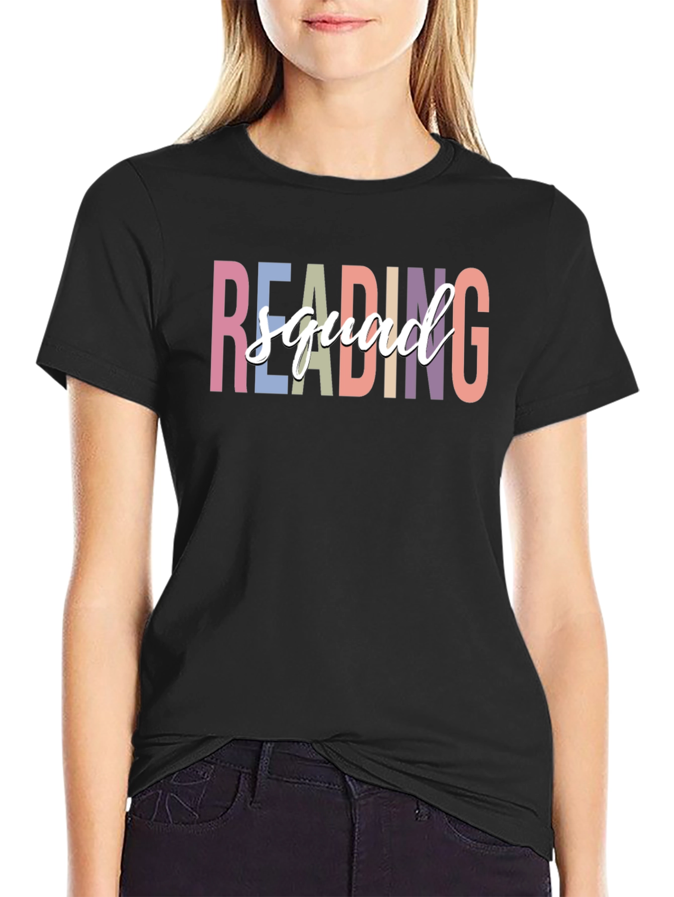 Black Reading Squad T-Shirt - Fun Graphic Tee view 2