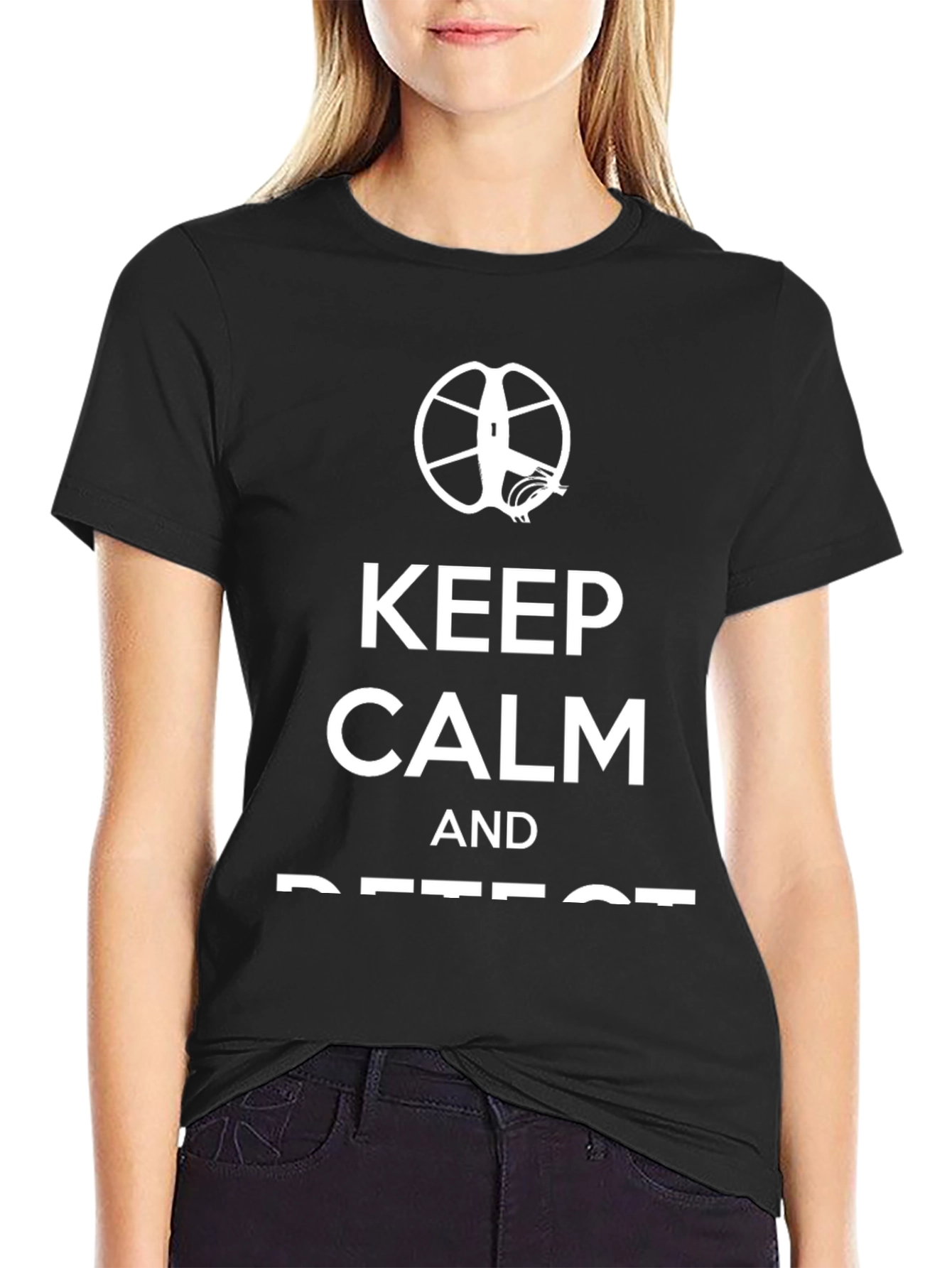 Black Keep Calm and Detect T-Shirt view 2