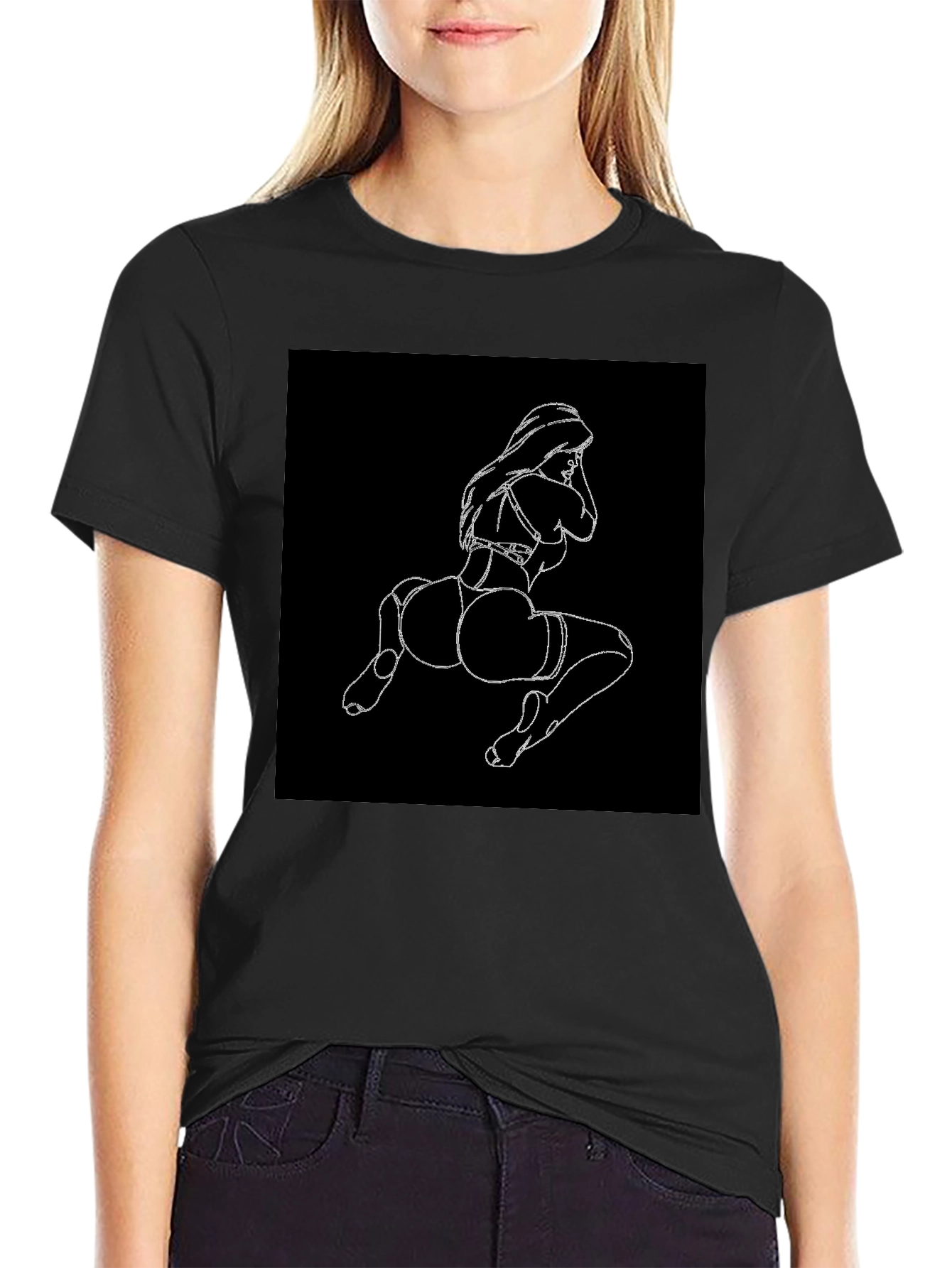 Black Black T-Shirt with Graphic Print view 2
