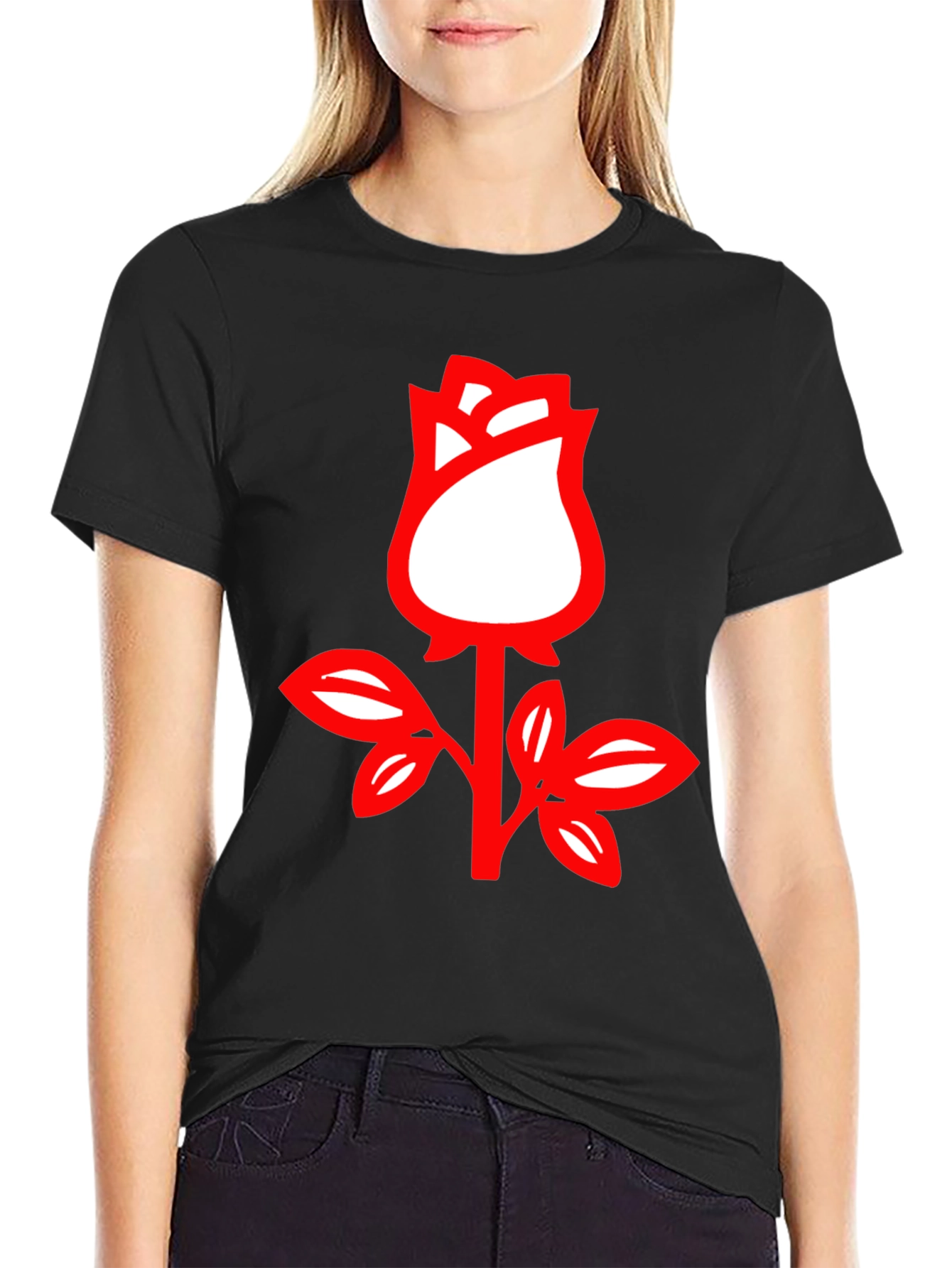Black Rose Graphic Tee - Stylish Black Cotton T-Shirt view 2