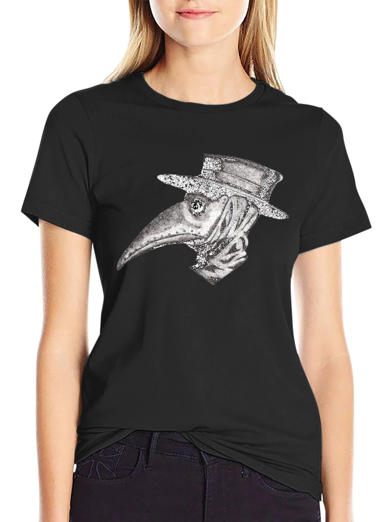 Black Plague Doctor Graphic Tee - Vintage Style view 2