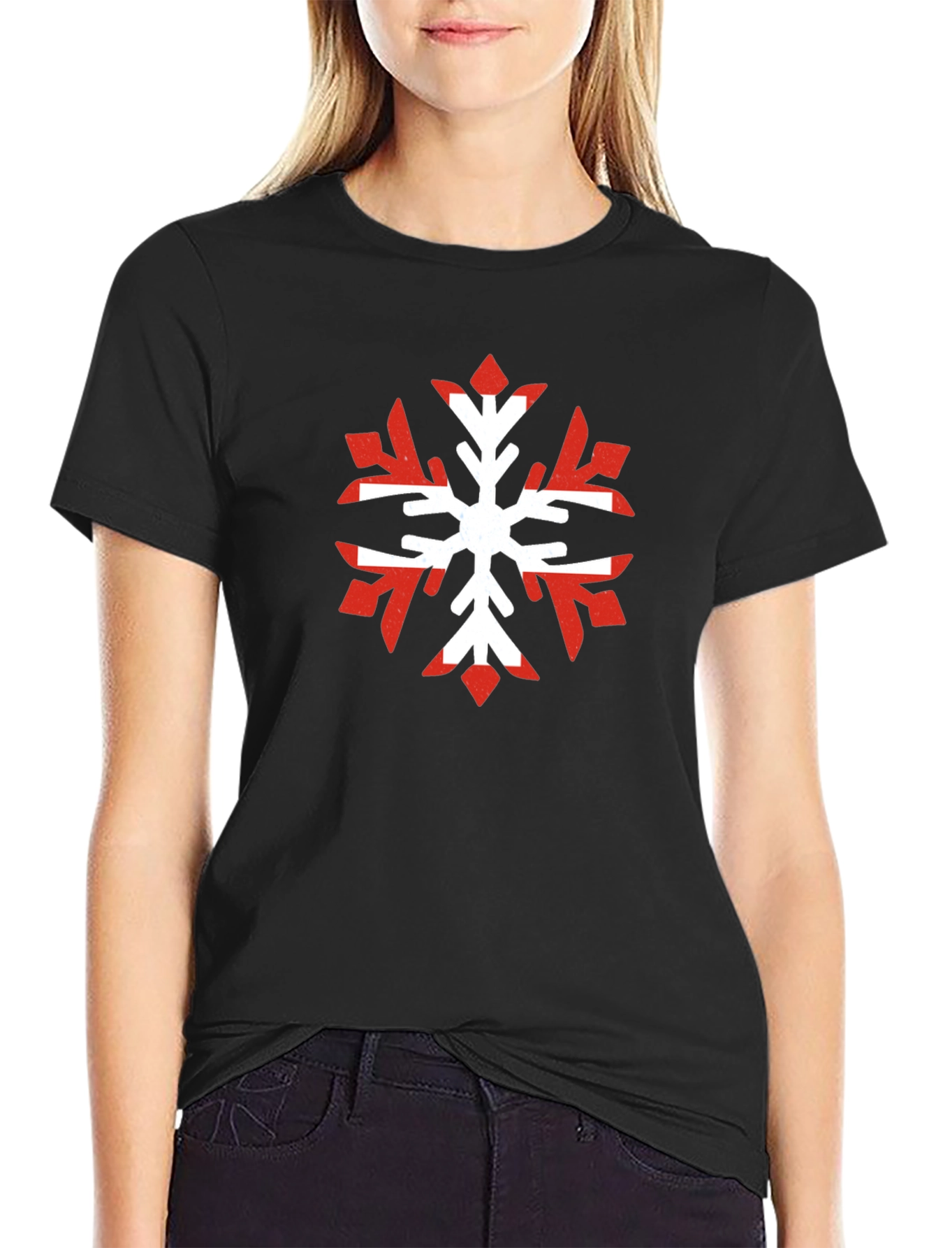 Black Nordic Snowflake Graphic Tee - Cool Winter Shirt view 2
