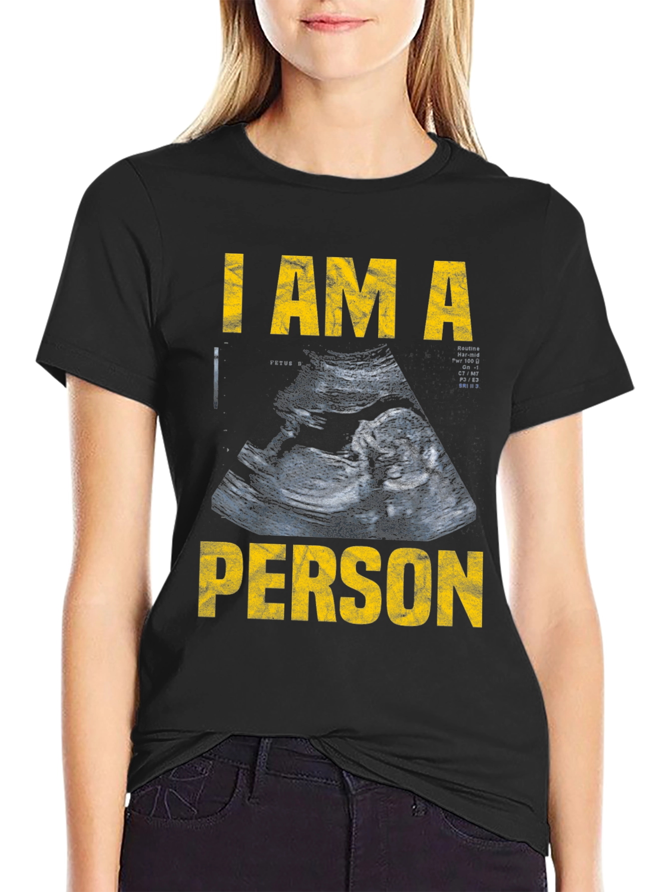 Black I Am A Person Pro-Life T-Shirt view 2