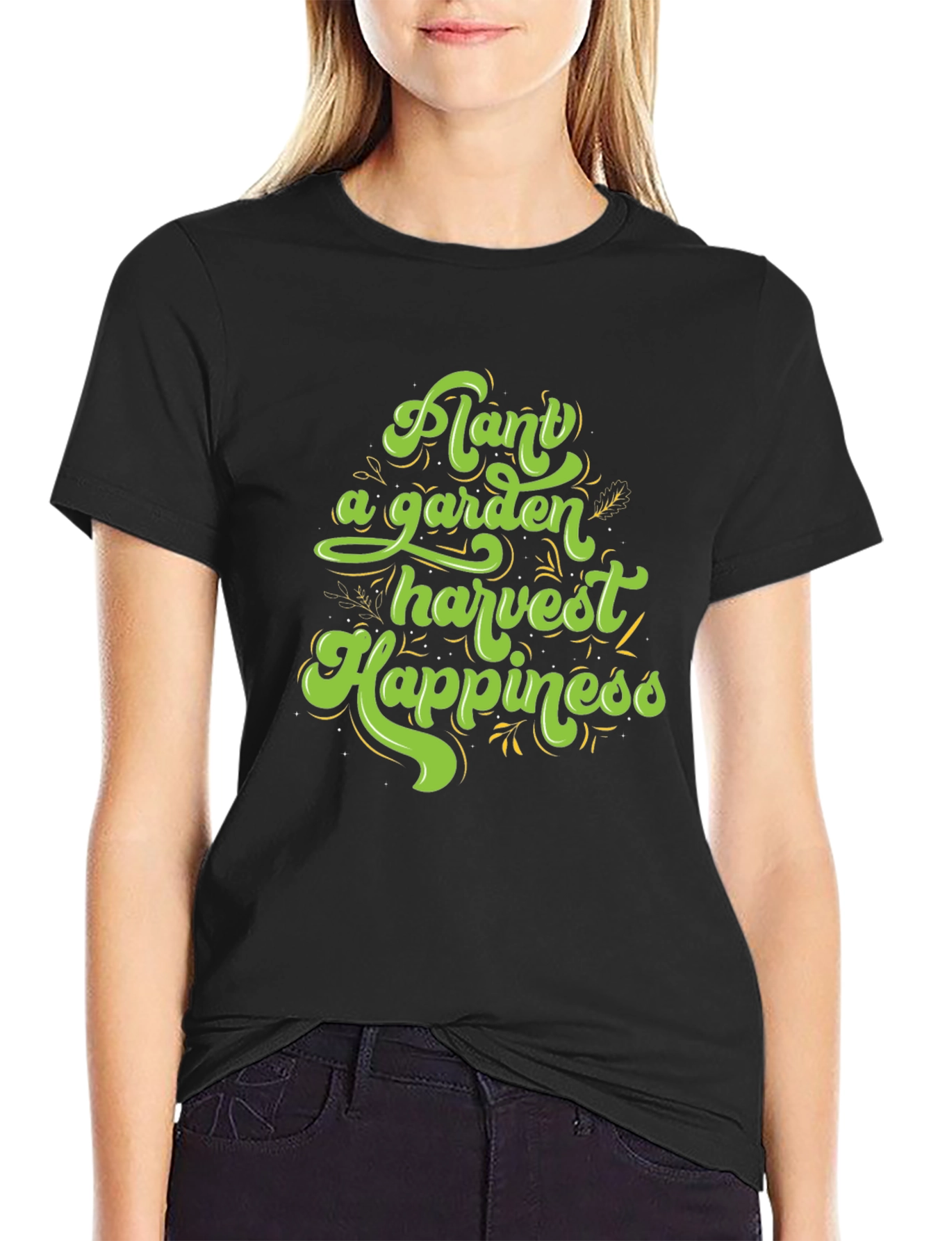 Black Plant a Garden Harvest Happiness Graphic T-Shirt view 2
