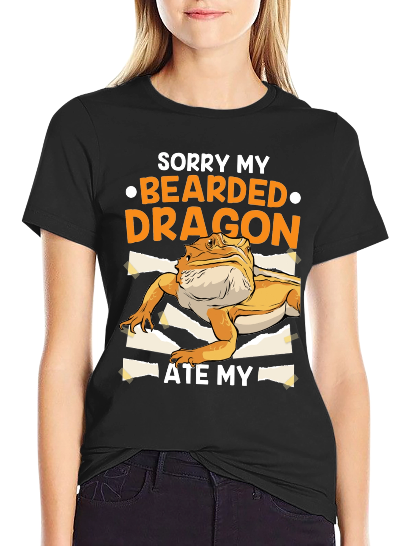 Black Bearded Dragon Ate My Homework T-Shirt Funny Lizard Lover Tee view 2