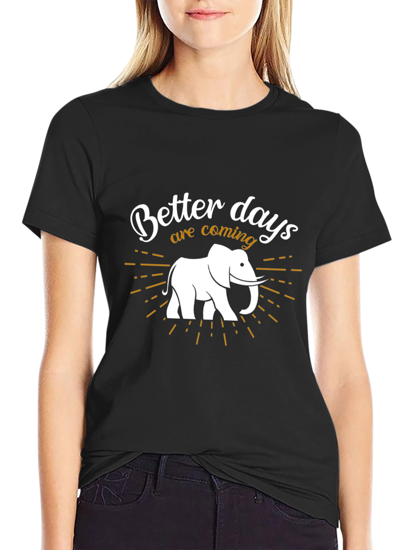 Black Better Days Elephant Graphic Tee - Stylish Comfort view 2