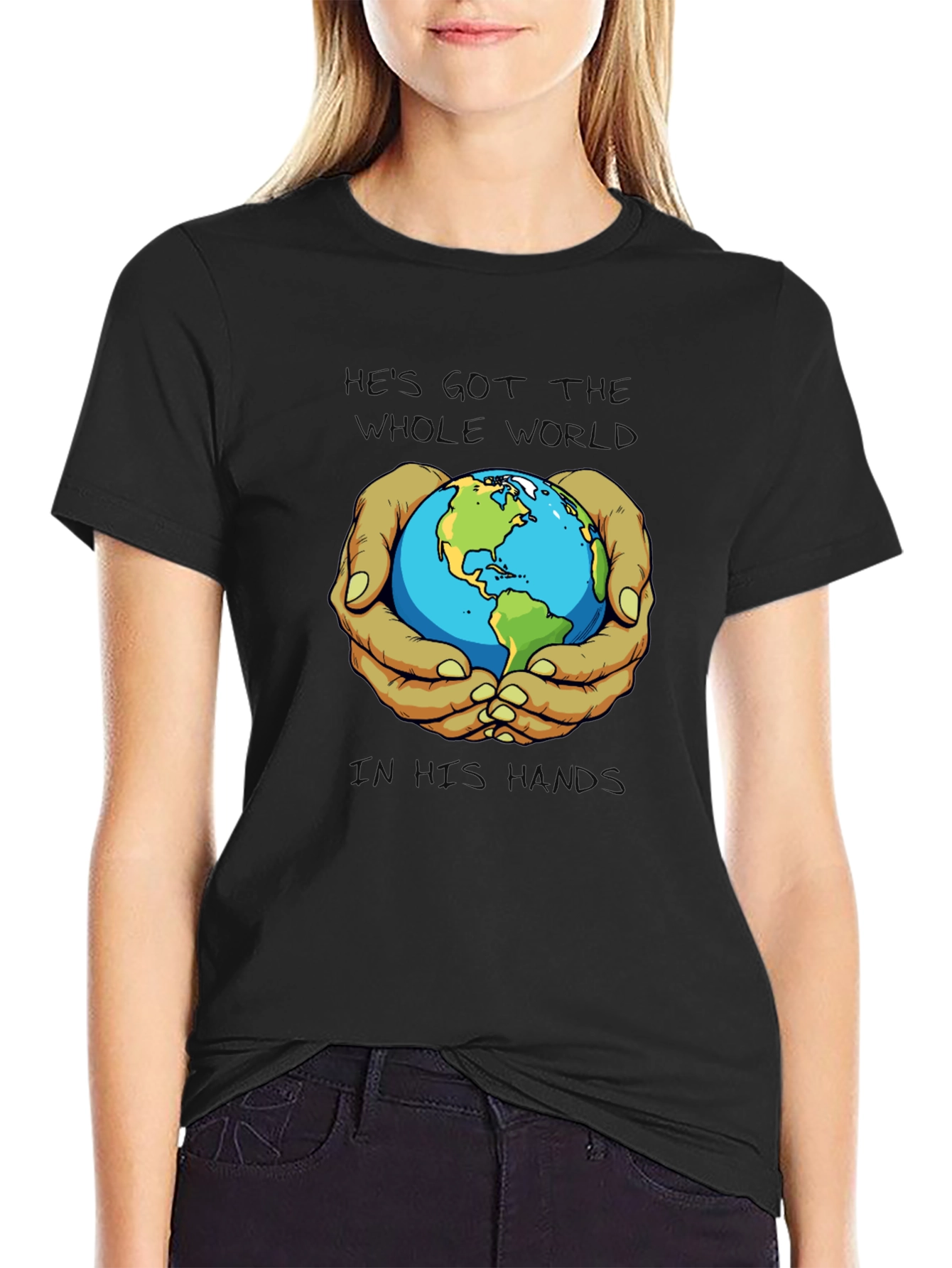 Black He's Got the Whole World T-Shirt view 2