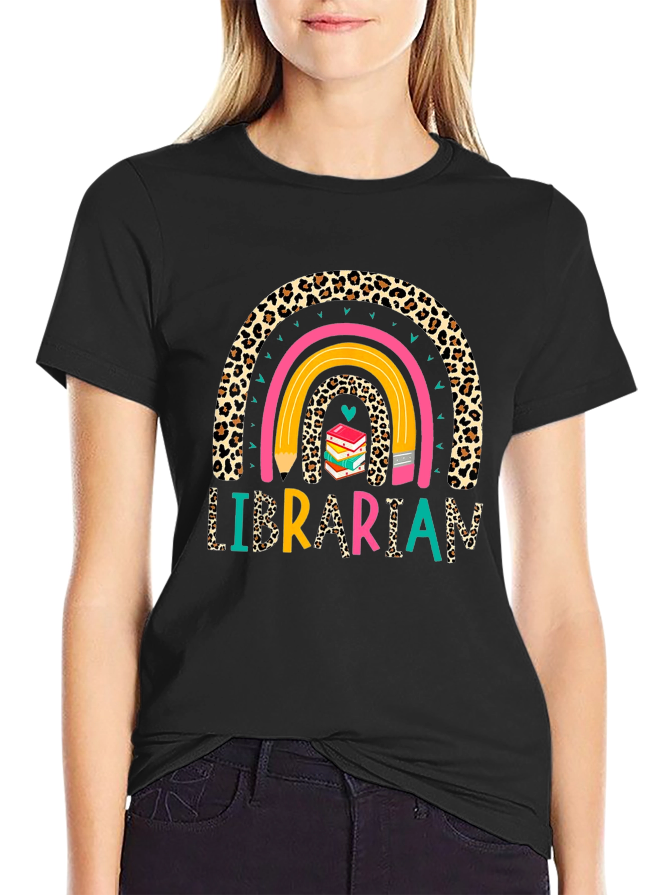 Black Librarian Rainbow T-Shirt view 2