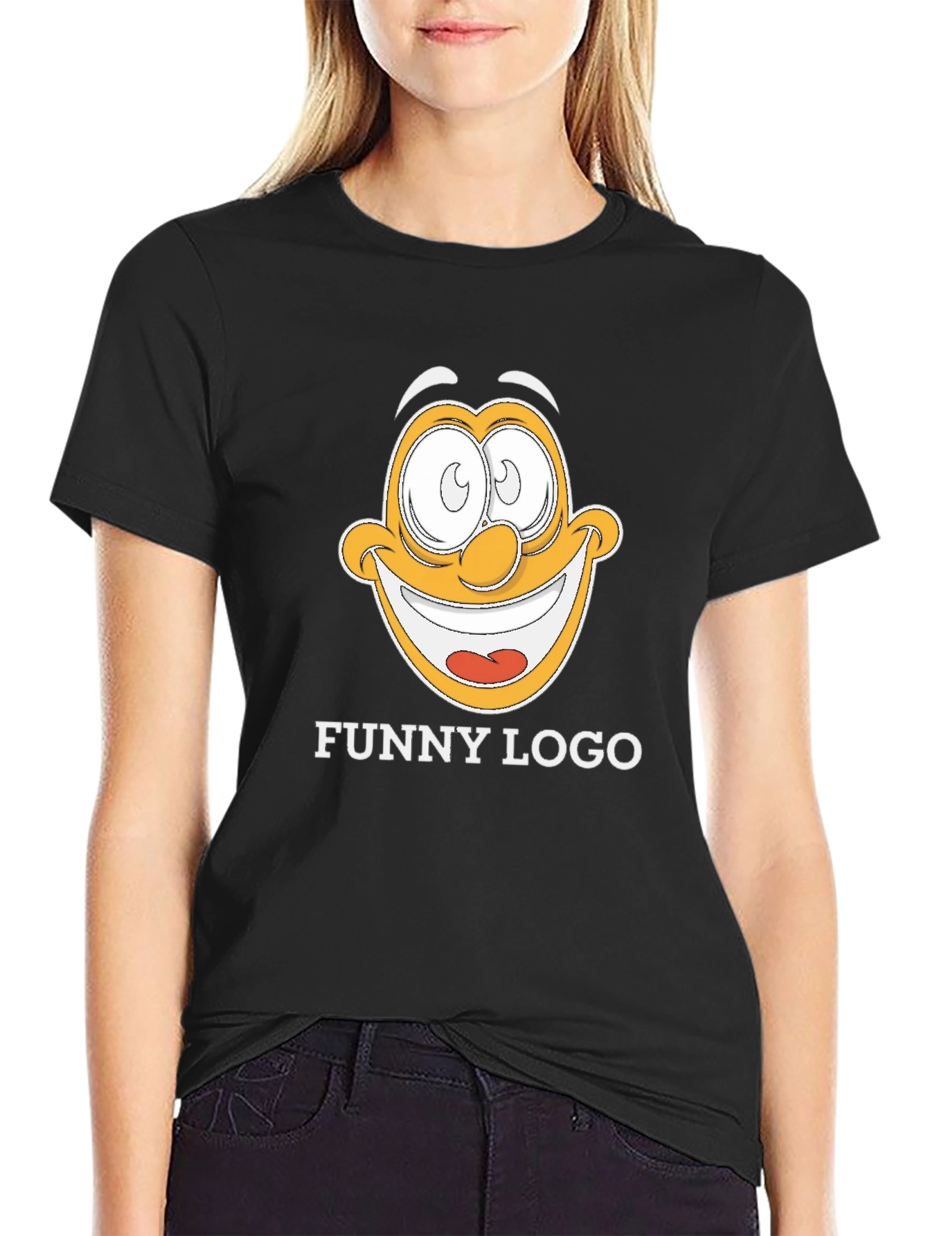 Black Funny Logo Graphic Black T-Shirt view 2