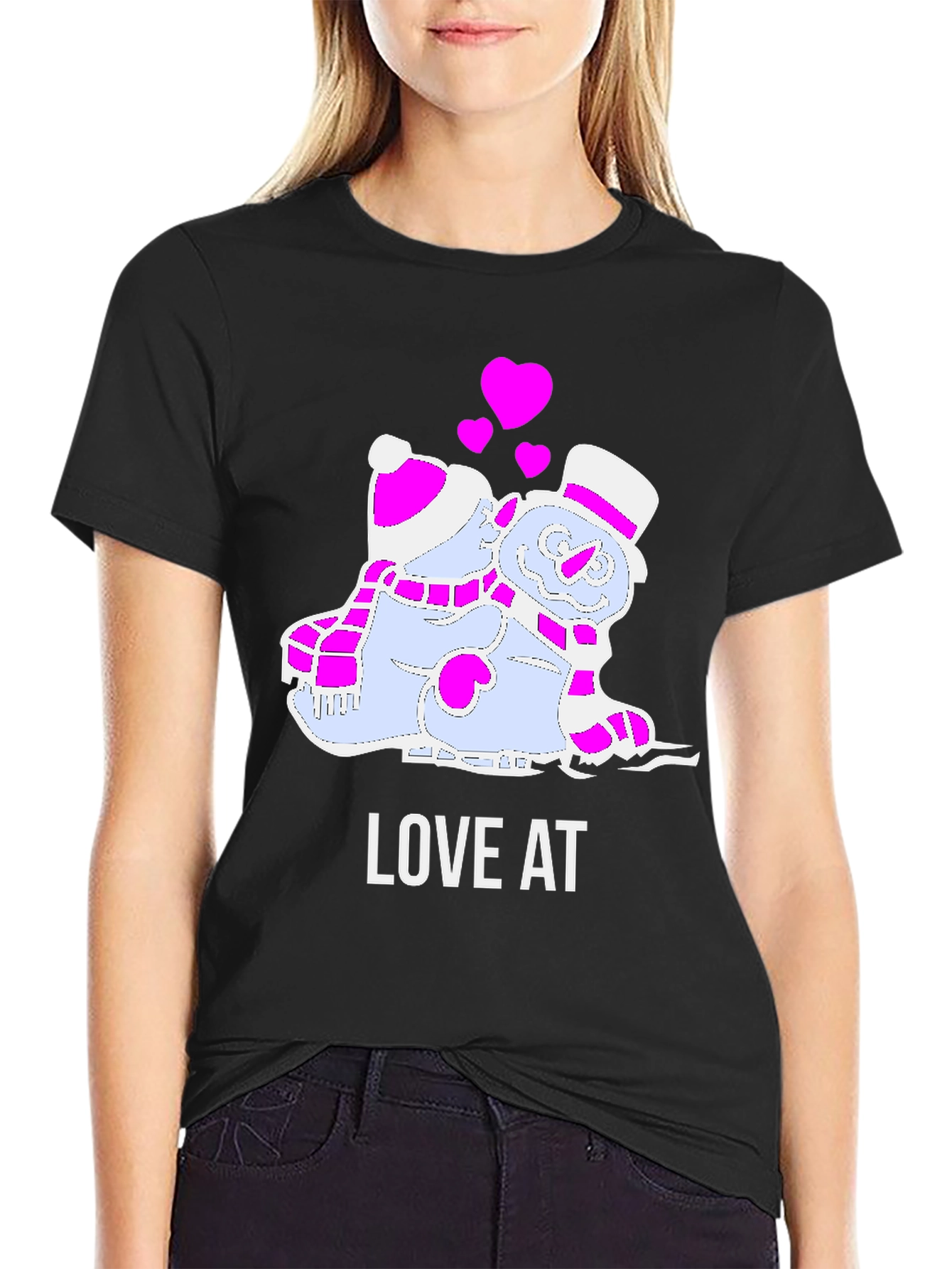 Black Love at First Ice: Snowman Couple T-Shirt view 2