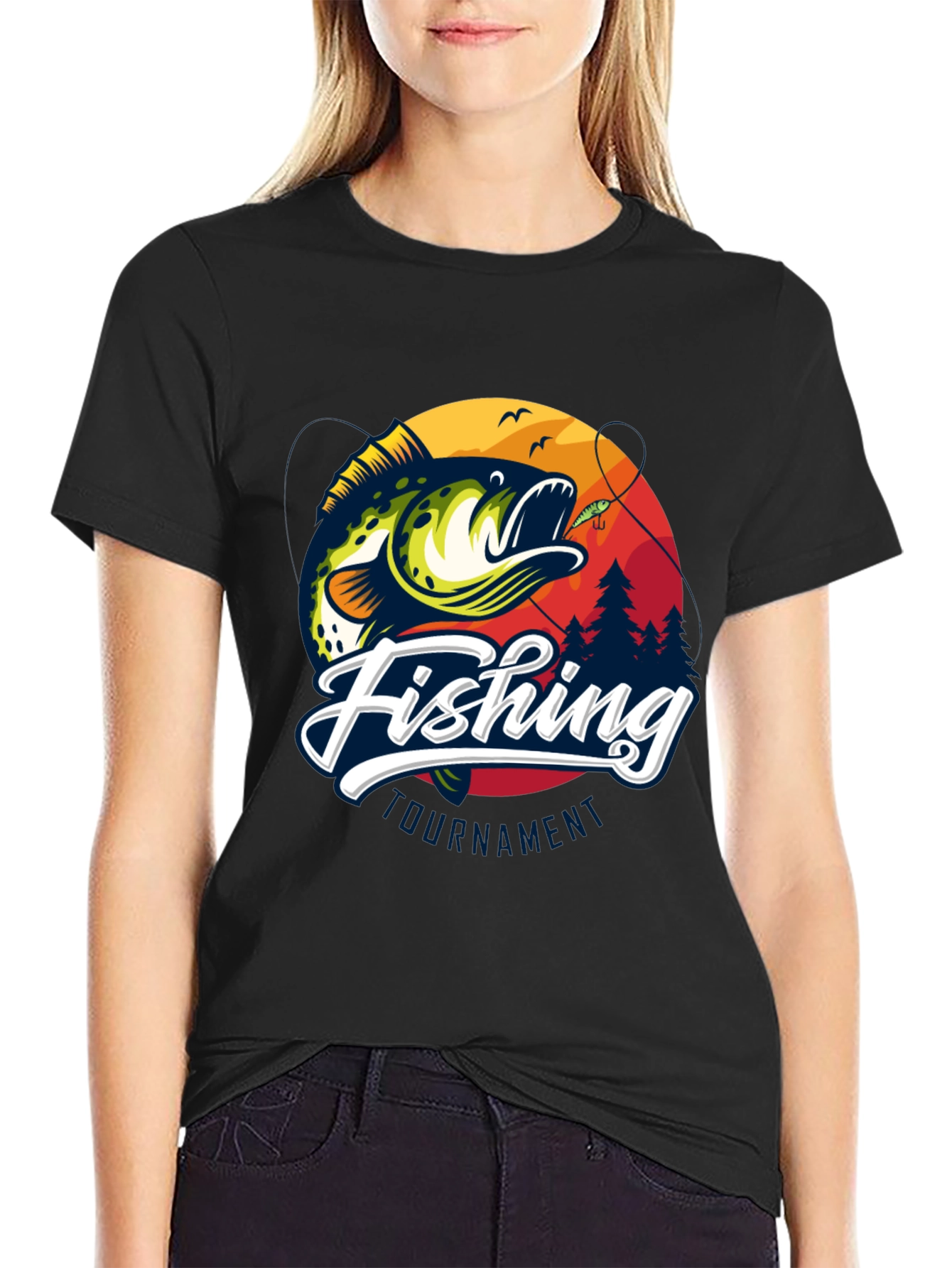 Black Fishing Tournament Black Graphic Tee view 2