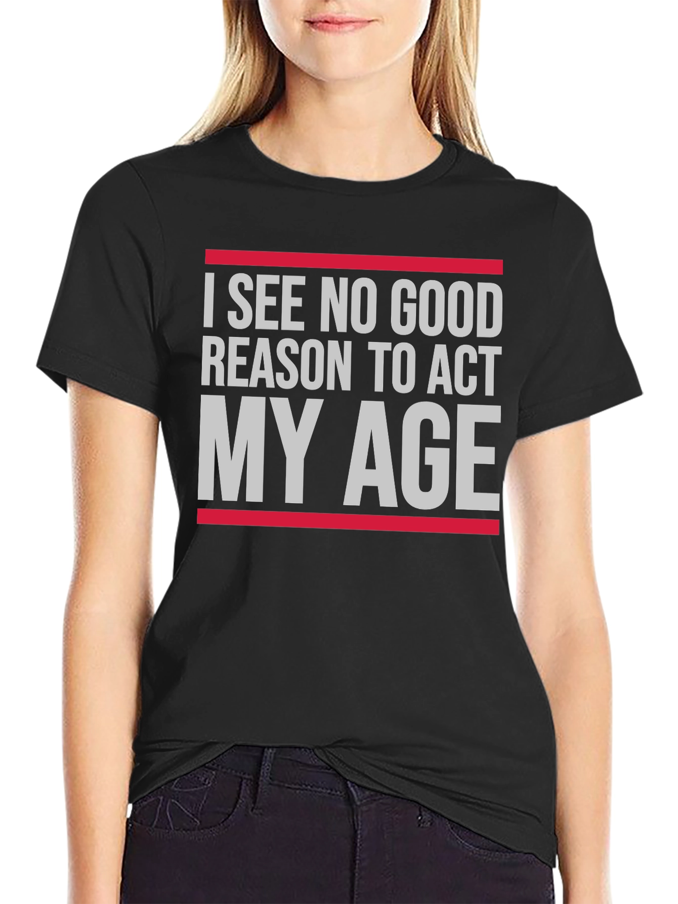 Black Funny "Act My Age" Graphic T-Shirt view 2
