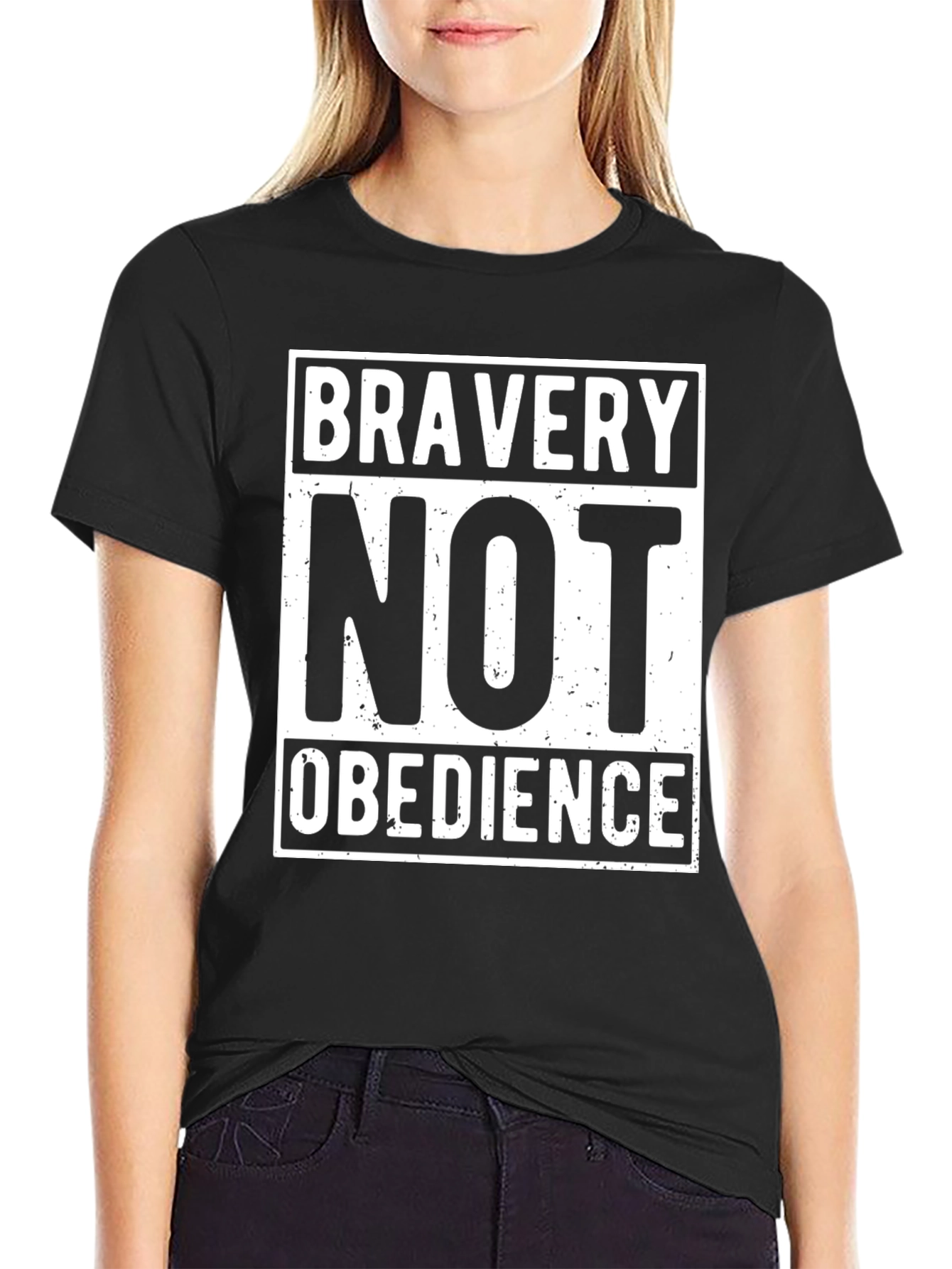 Black Bravery Not Obedience Graphic T-Shirt view 2