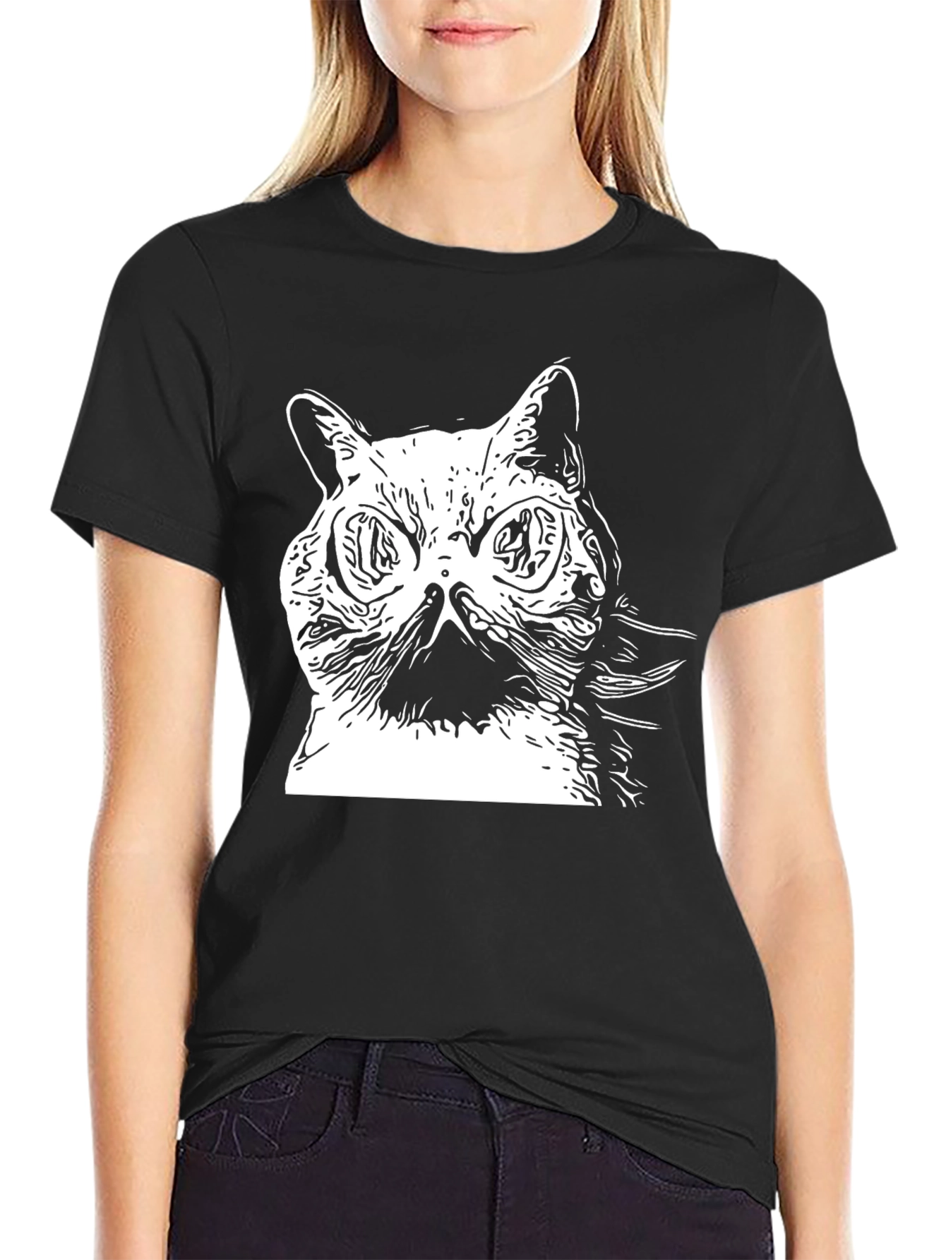 Black Black Cat Graphic T-Shirt view 2
