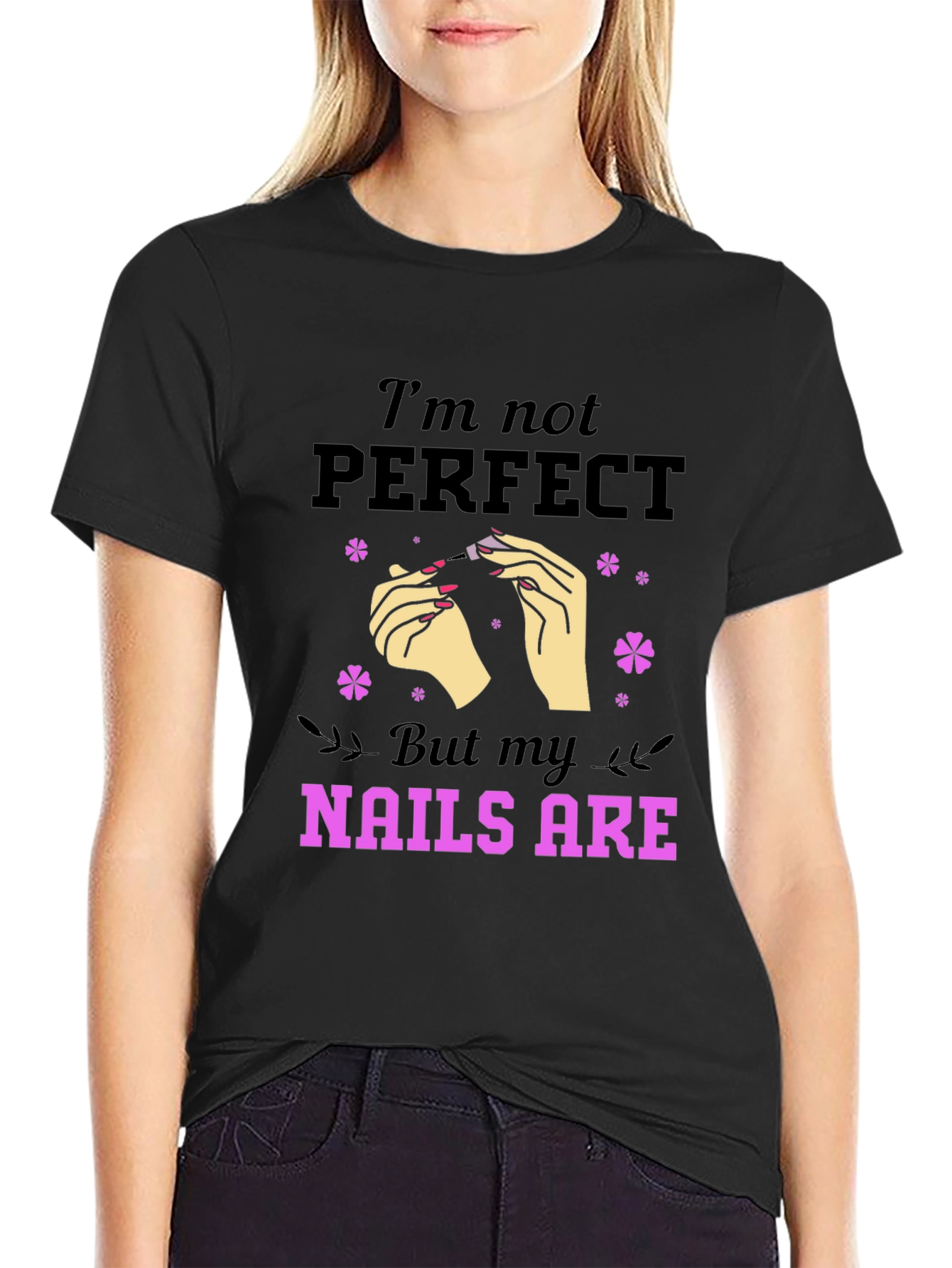Black Funny Nail Art T-Shirt for Manicurists  view 2