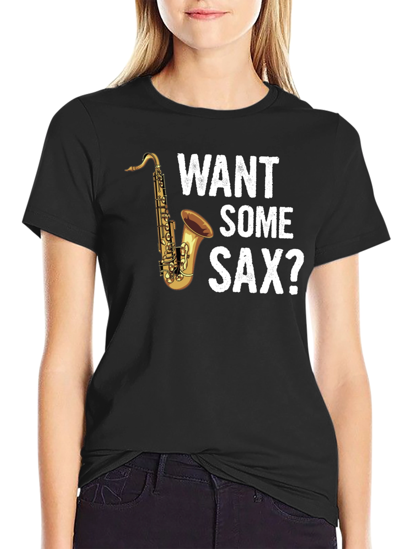 Black Want Some Sax? T-Shirt view 2