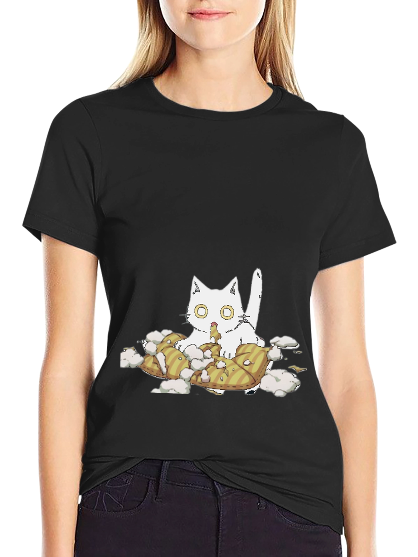 Black Cat Pillow T-Shirt - Quirky Comfort view 2