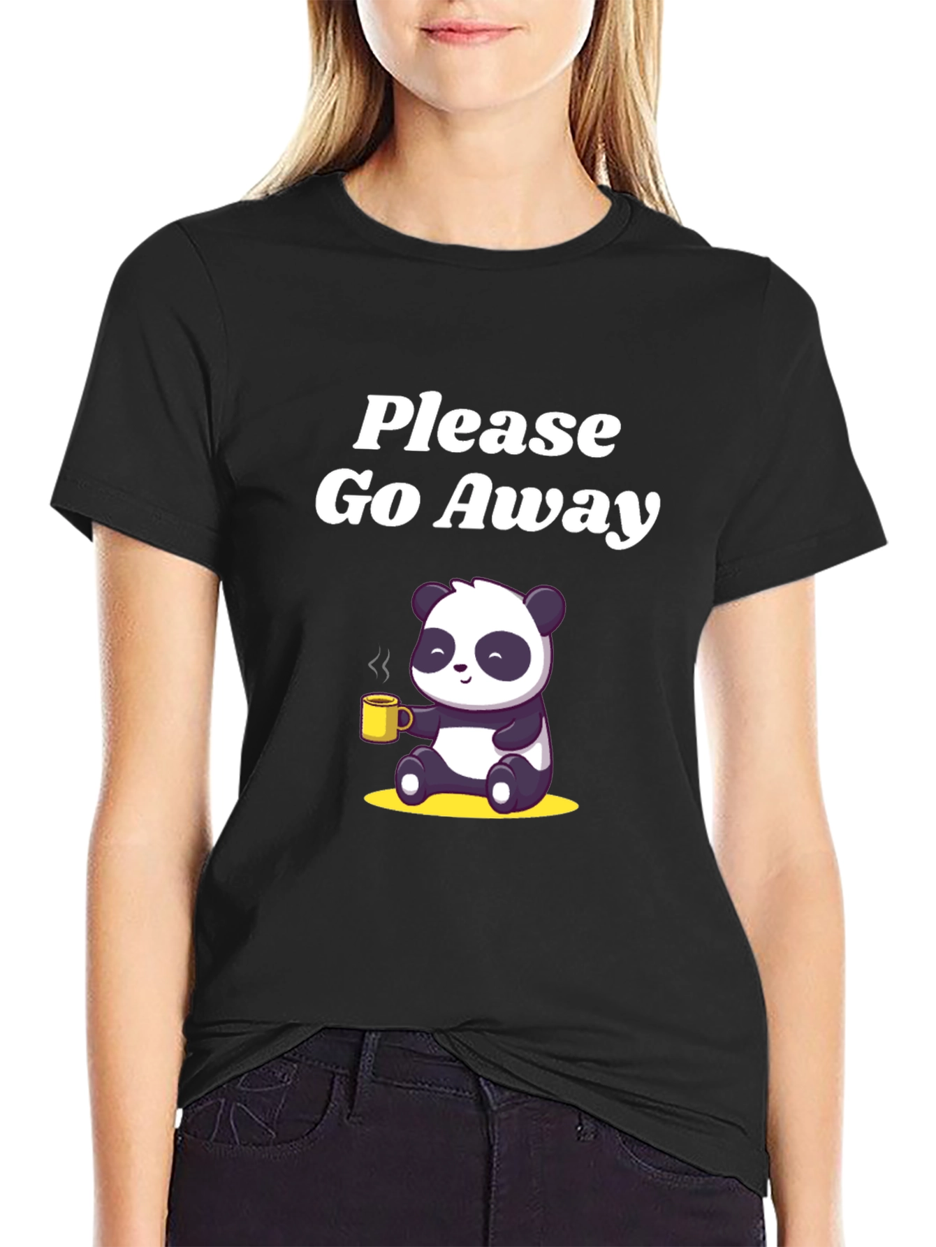 Black Funny Panda T-Shirt - Please Go Away! view 2
