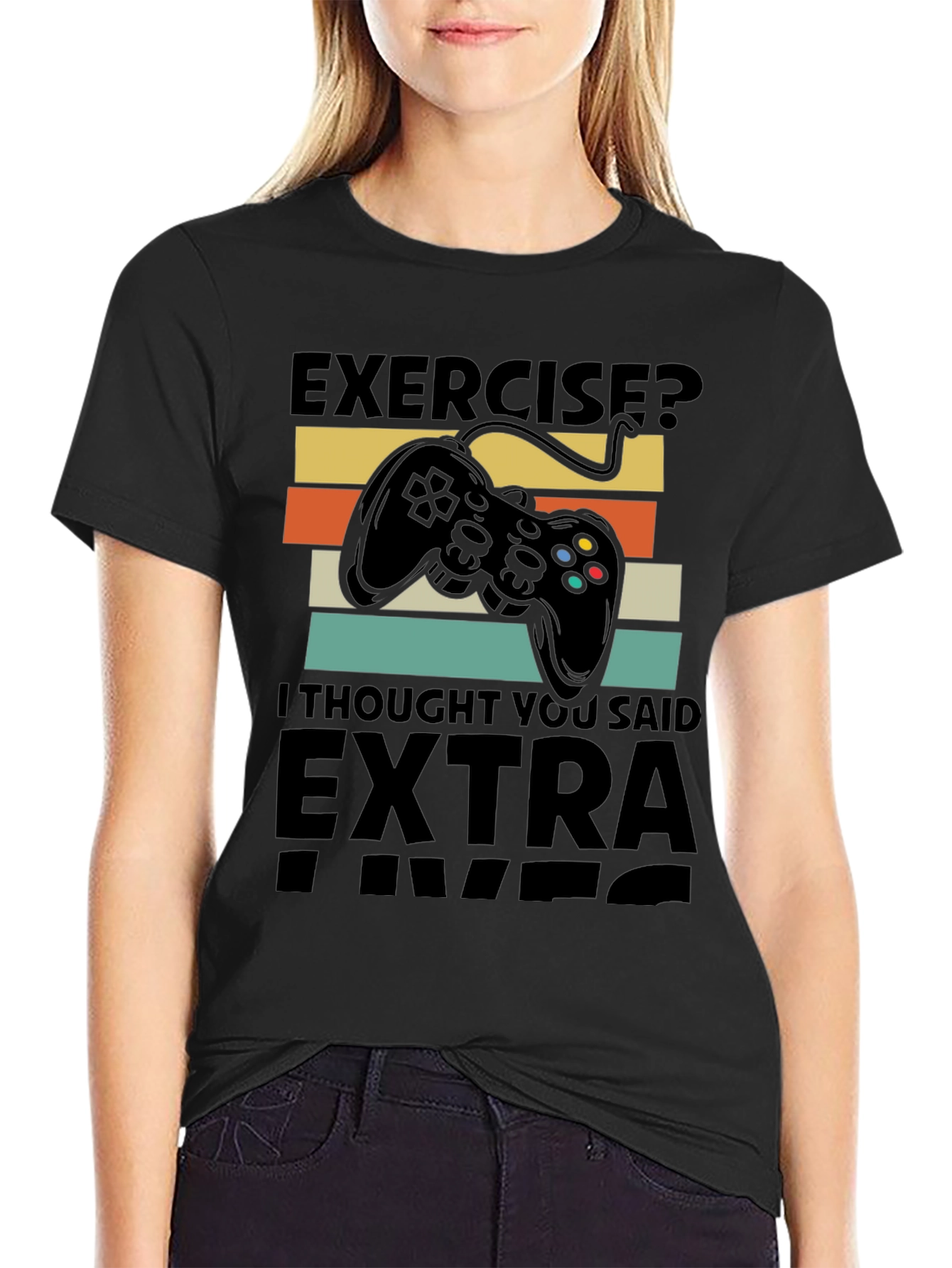 Black Extra Lives Gamer T-Shirt view 2