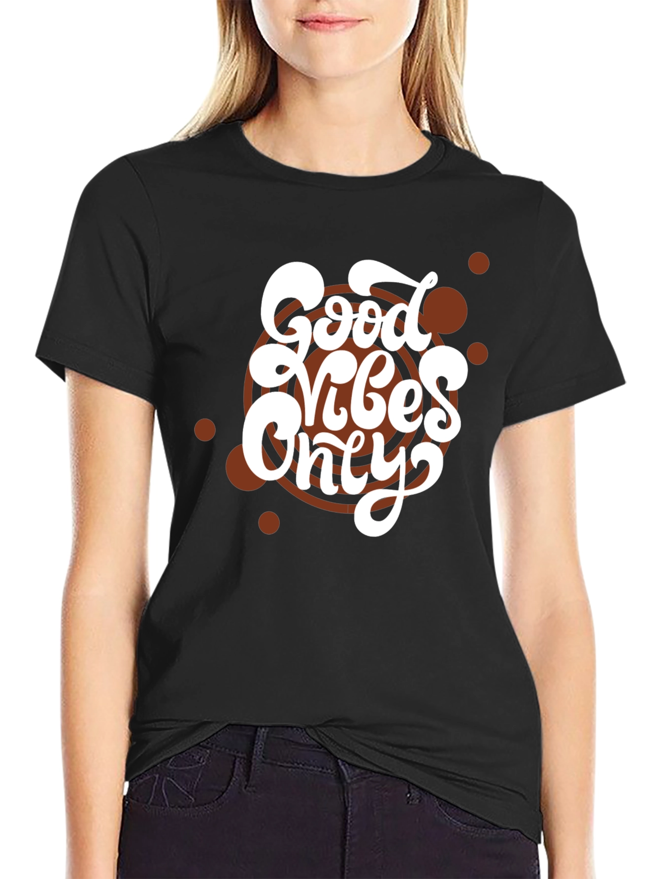 Black Good Vibes Only T-Shirt - Stylish Casual Wear view 2