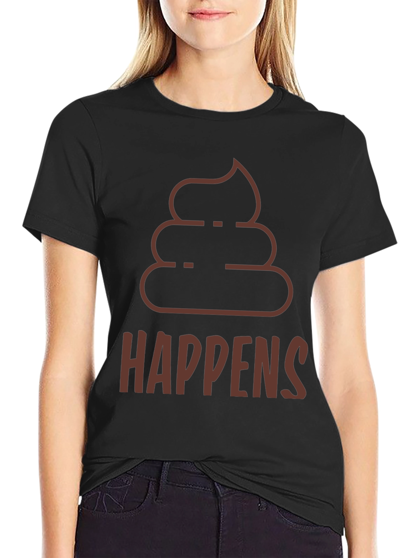 Black Poop Happens T-Shirt - Funny Graphic Tee view 2