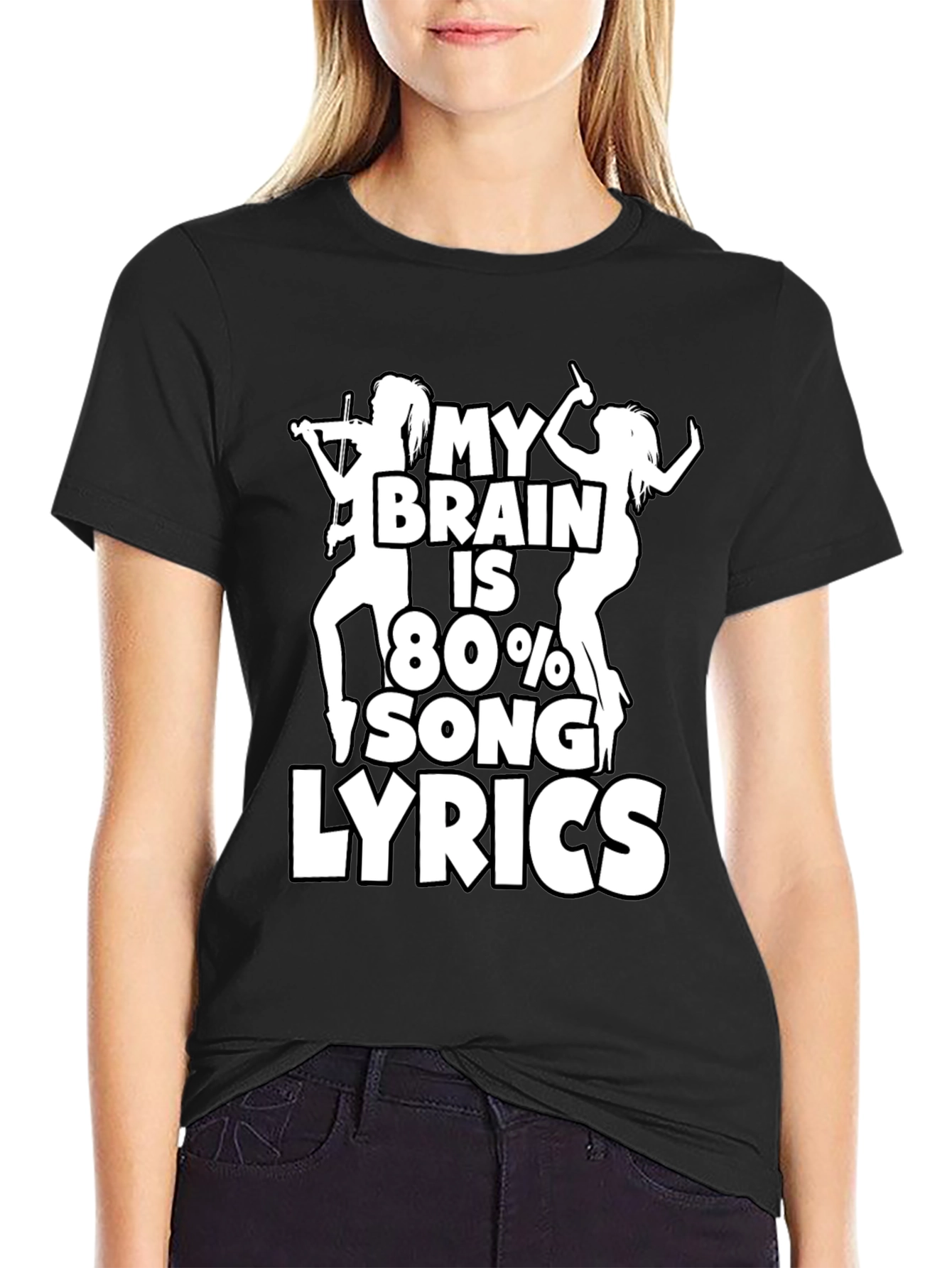 Black My Brain is 80% Song Lyrics Graphic T-Shirt view 2