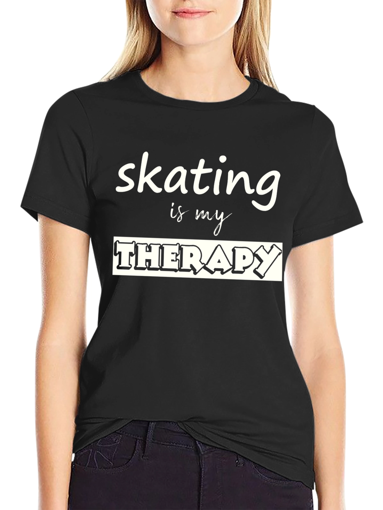 Black Skating is my Therapy Black Graphic T-Shirt view 2